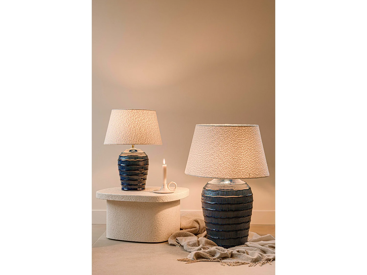 Tafellamp 52 cm - blauw - sculpturale tafellamp - Indore Home