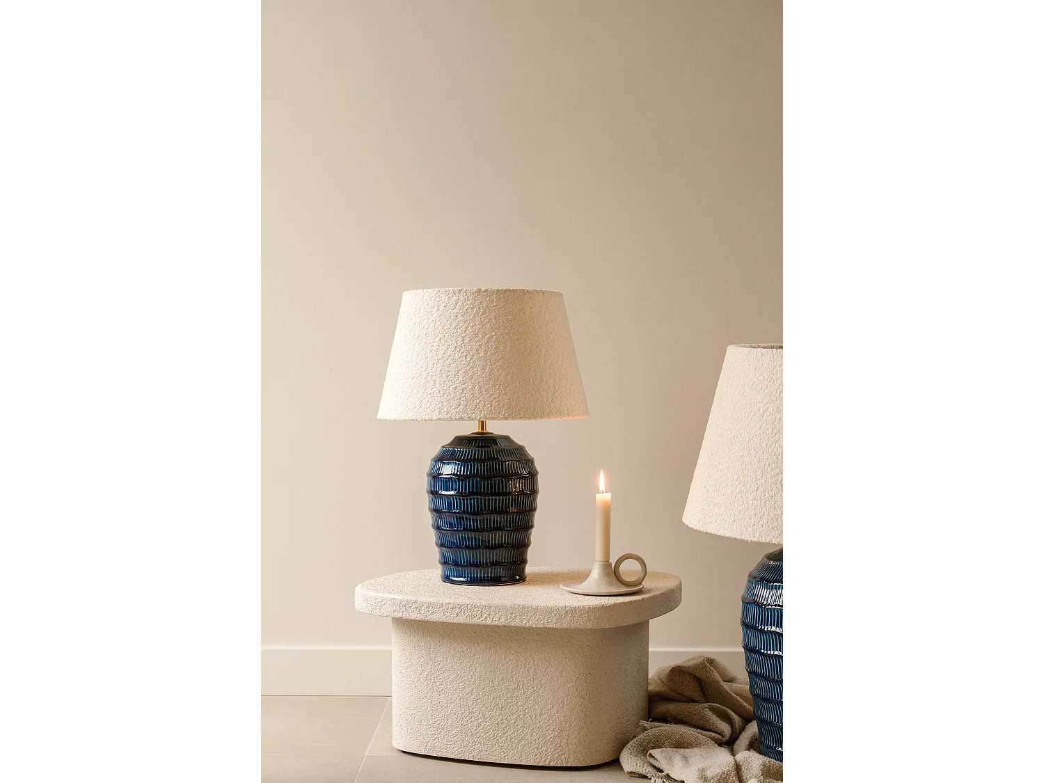 Tafellamp 52 cm - blauw - sculpturale tafellamp - Indore Home