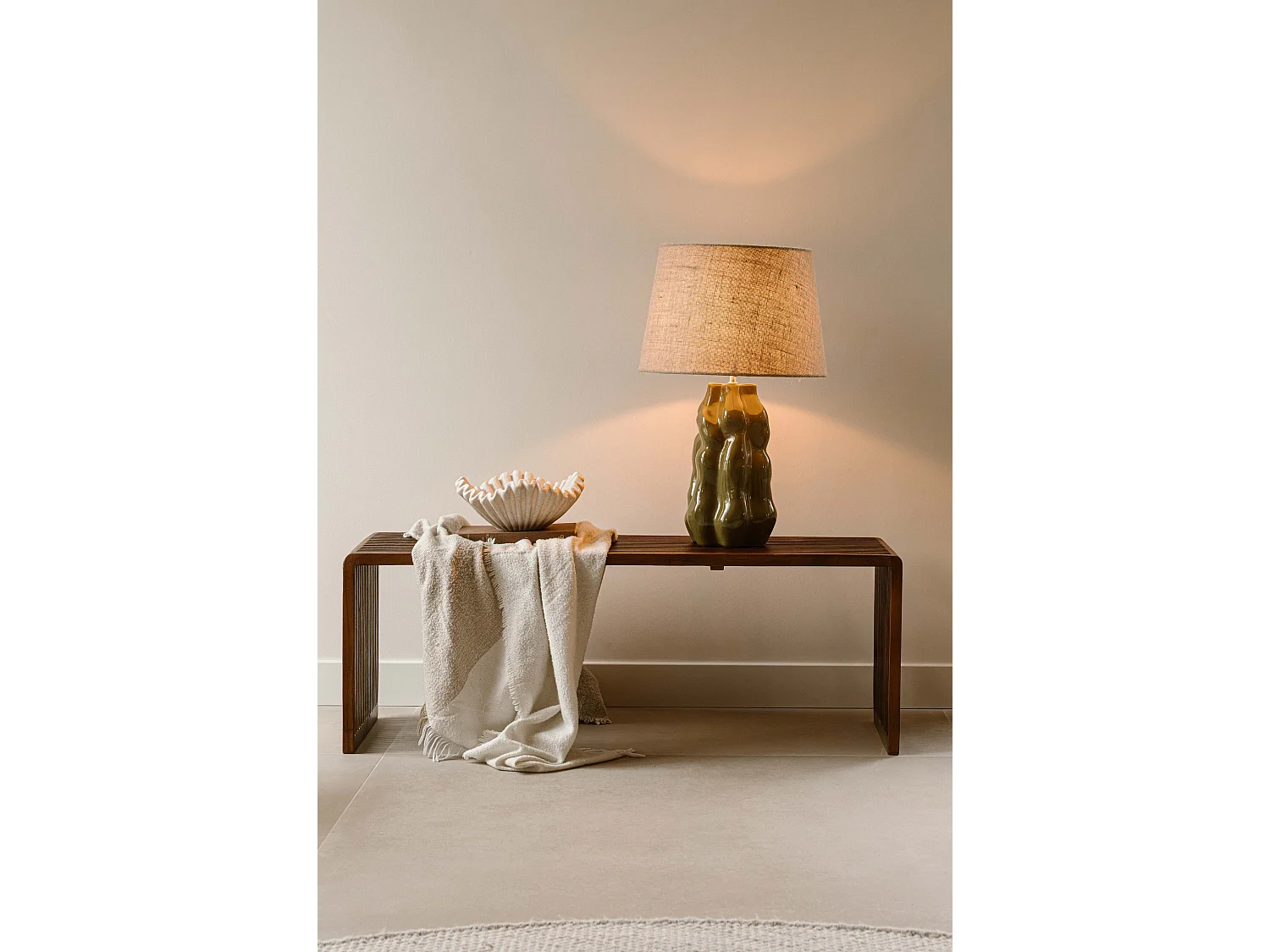 Tafellamp 65 cm - groen - geribbelde tafellamp - Indore Home