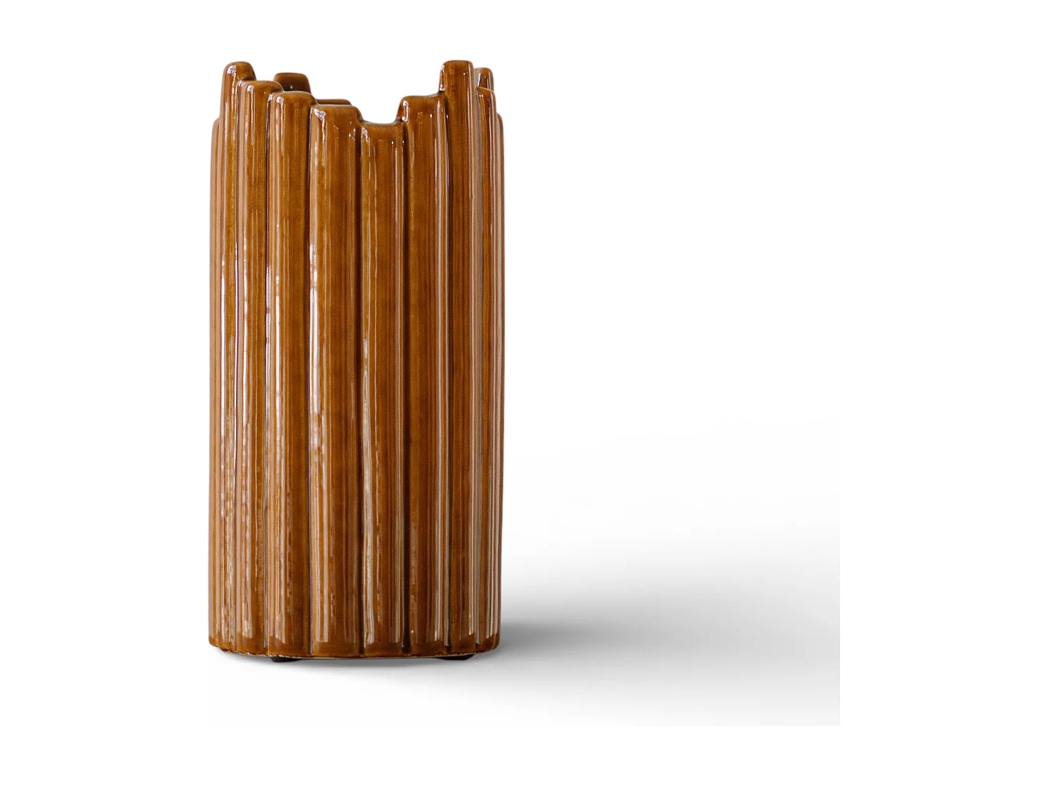 Vaas 19 cm - bruin - designvaas van keramiek - Indore Home