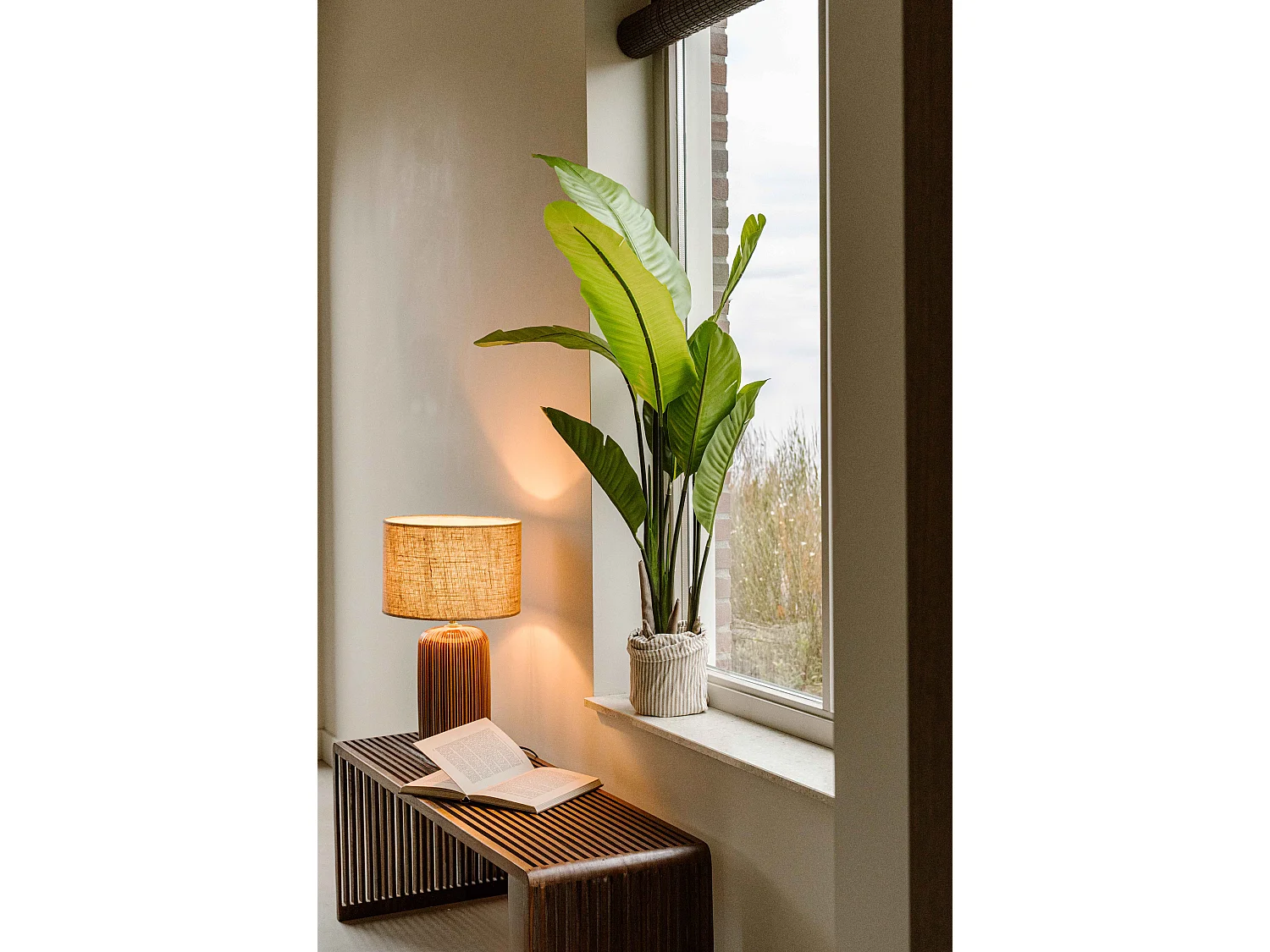 Künstliche Strelitzia 120 cm - Grün - Realistische Blätter ohne Pflegeaufwand - Indore Home