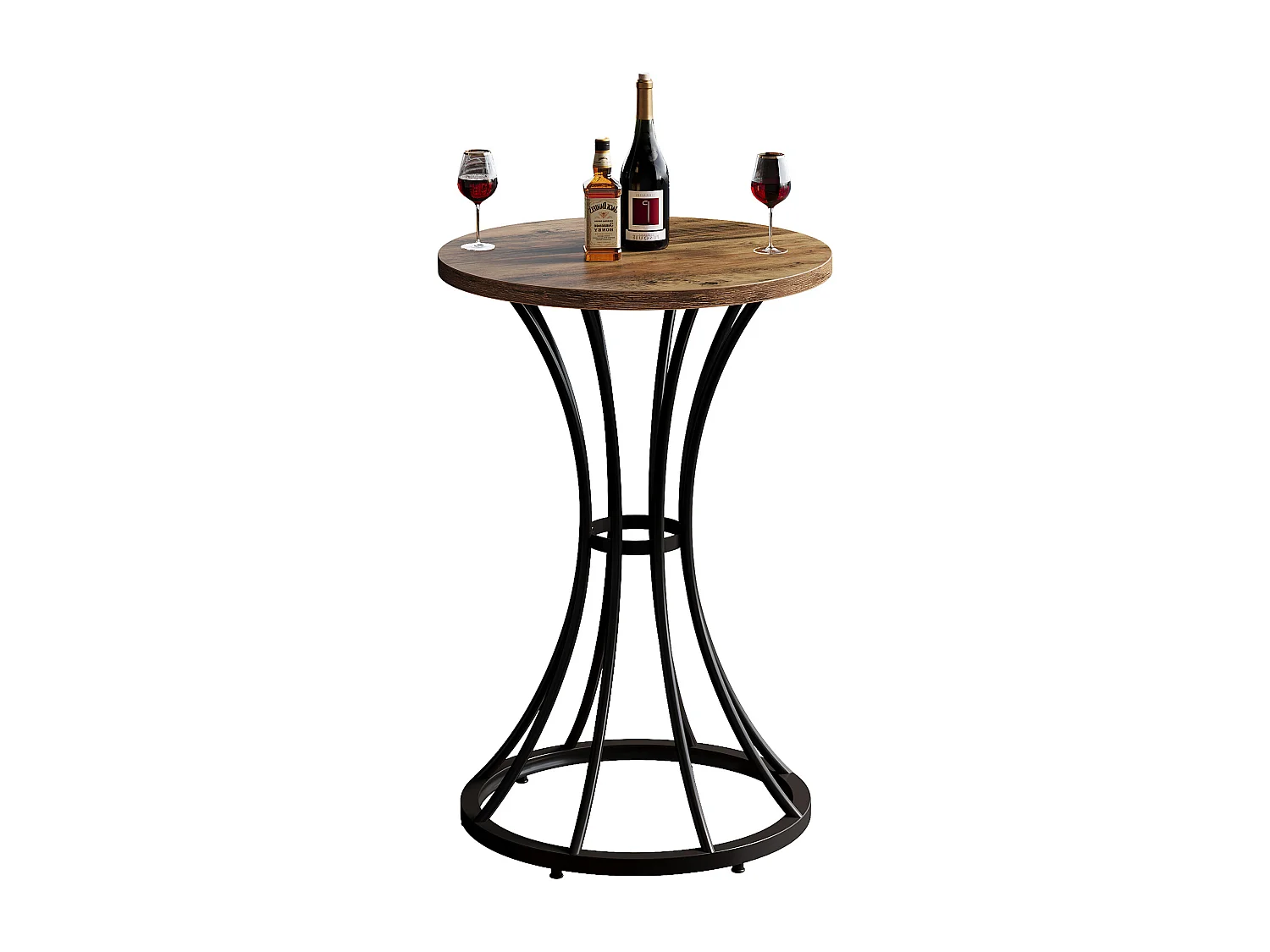 Table de bar ronde de 95 cm de haut, petite table bistro de 60 x 60 cm pour cuisine et salle à manger