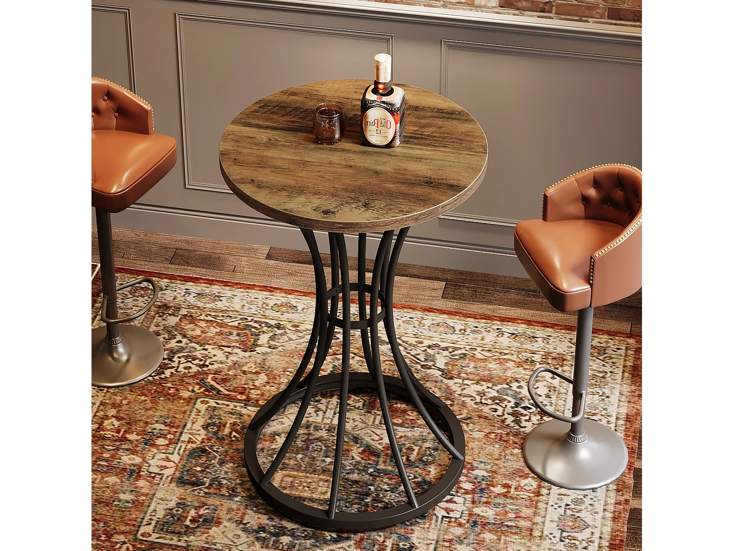 Table de bar ronde de 95 cm de haut, petite table bistro de 60 x 60 cm pour cuisine et salle à manger