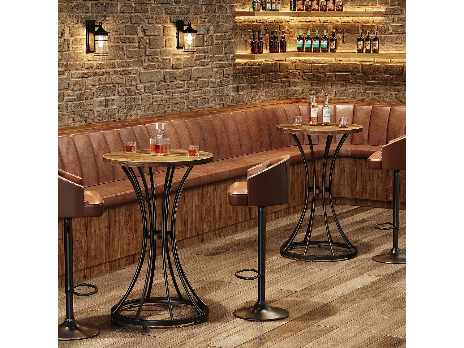 Table de bar ronde de 95 cm de haut, petite table bistro de 60 x 60 cm pour cuisine et salle à manger