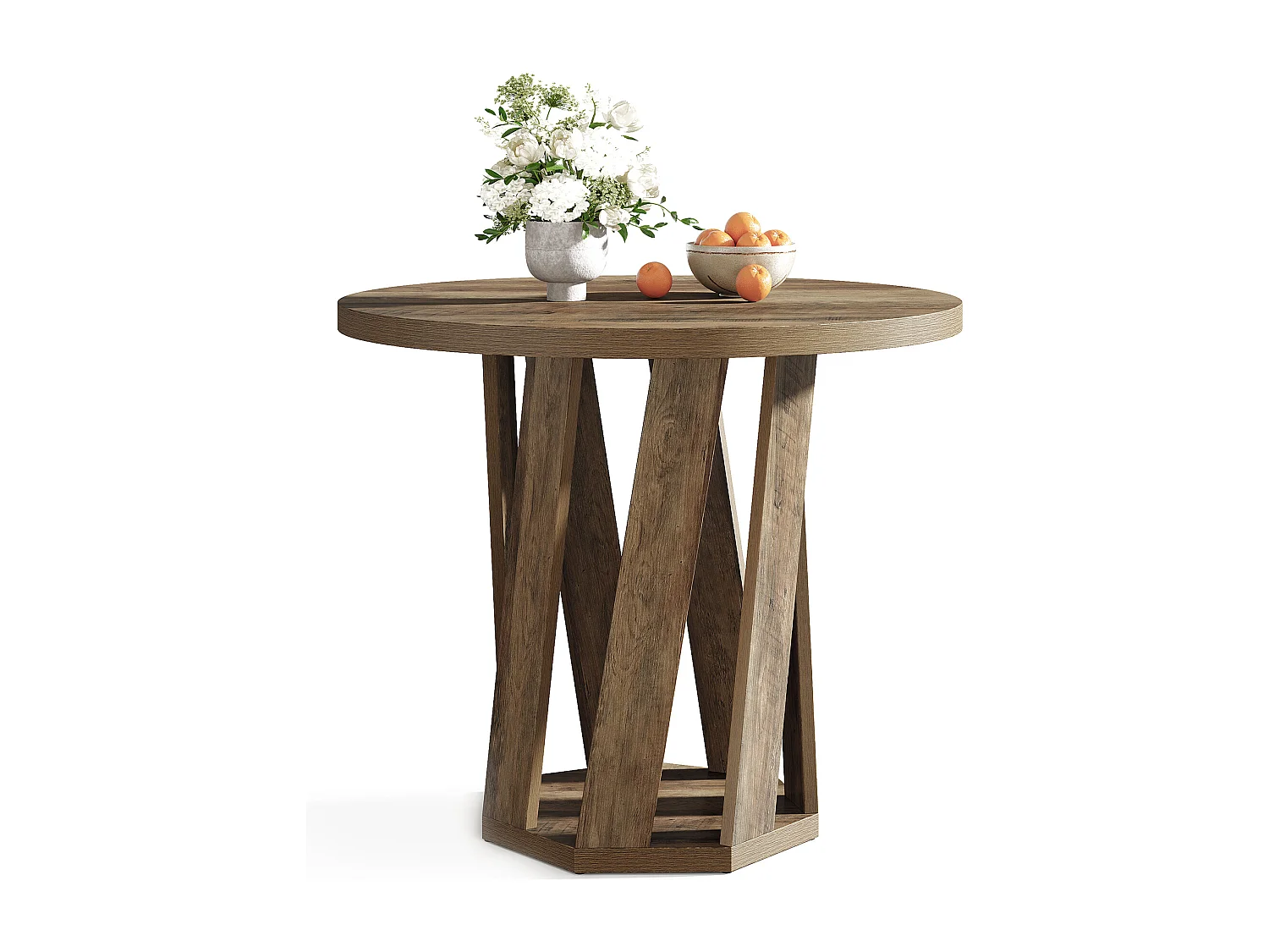 Table ronde pour 2 à 4 personnes, 80 cm, petite table de cuisine ronde de style campagnard pour salle à manger