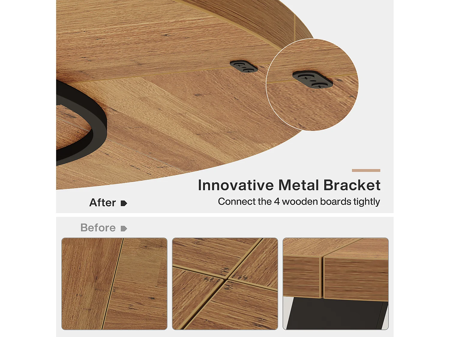 Table à manger ronde de 120 cm pour 4 personnes, style rustique, idéale pour la salle à manger ou le salon.