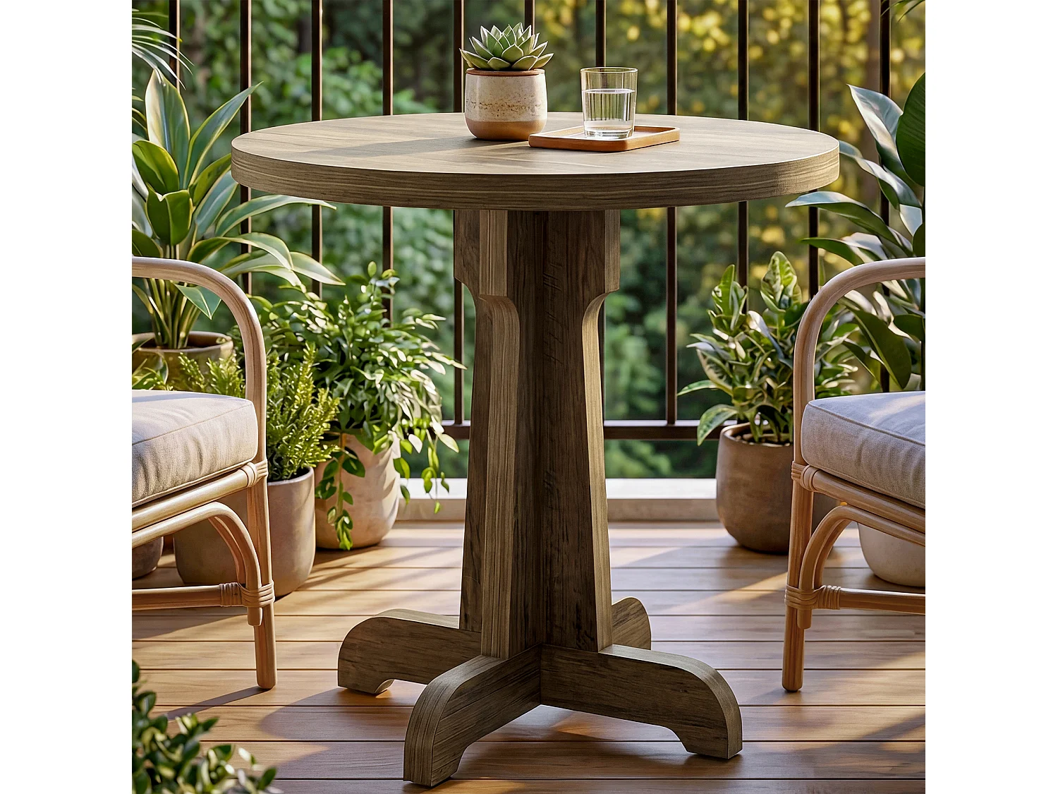 Table ronde de 60 cm pour 2 personnes, idéale pour salle à manger, bar, café ou petit appartement (marron).