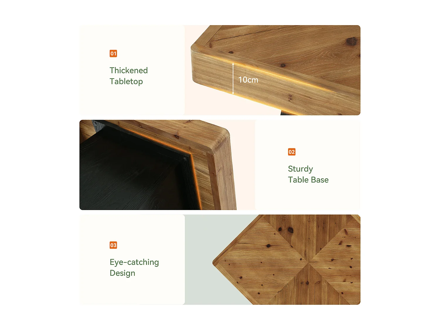 Table de salle à manger carrée en bois massif pour 2 à 4 personnes, 80 cm, style industriel, plateau en parquet.