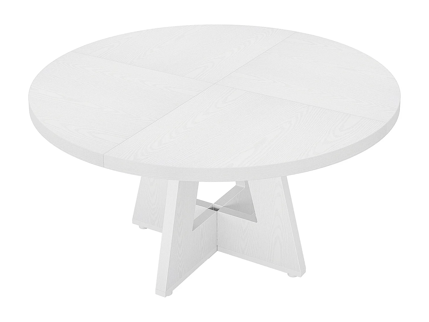 Table de salle à manger de style campagnard, ronde, 120 cm, blanche, pour 4 personnes