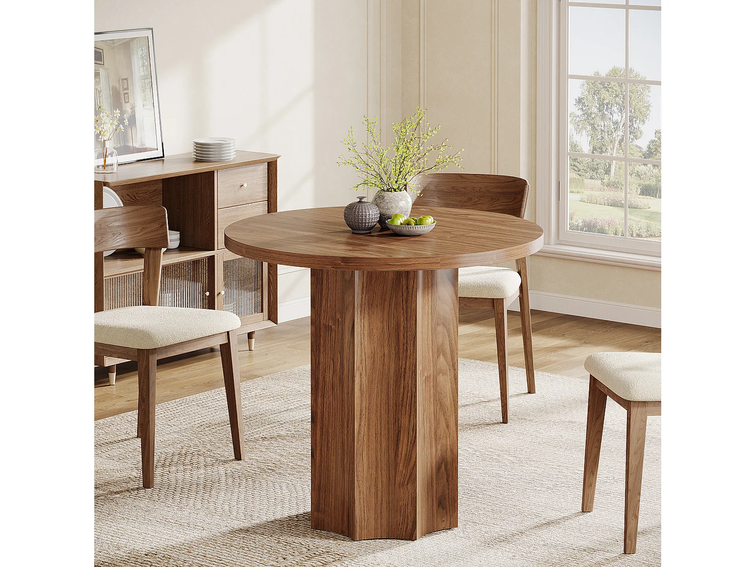 Table de salle à manger ronde pour 2 à 4 personnes, 80 cm de diamètre, avec pieds robustes. Petite table ronde gain de place pour la cuisine.