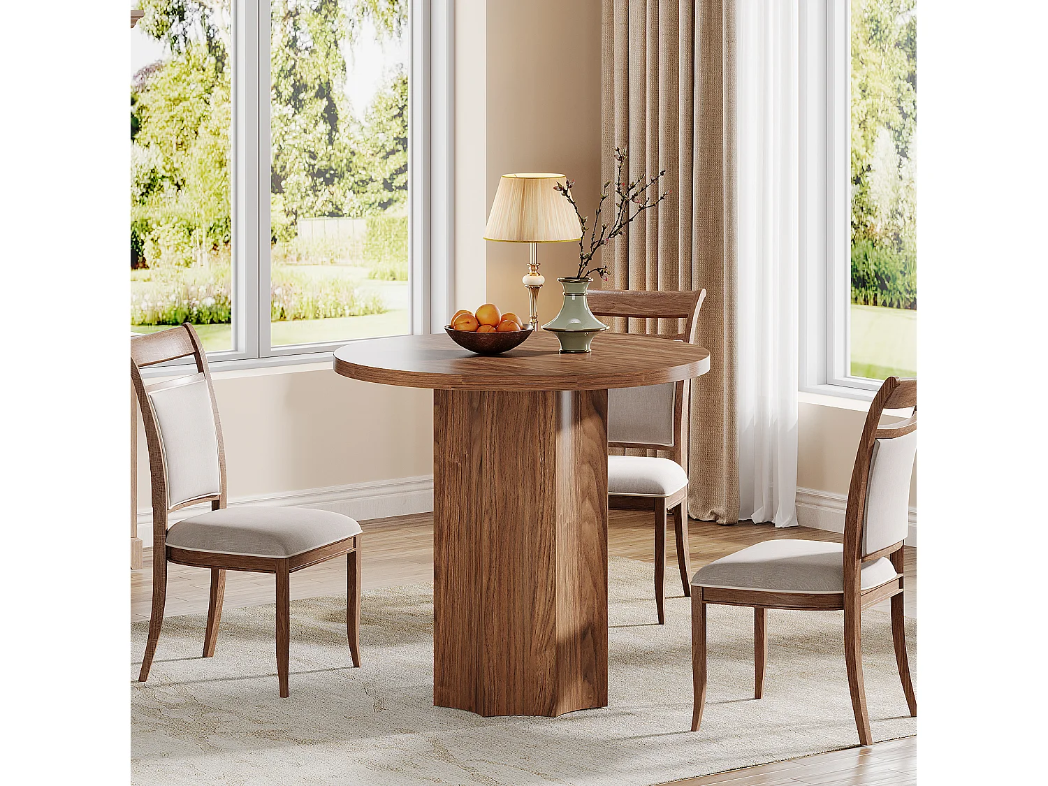 Table de salle à manger ronde pour 2 à 4 personnes, 80 cm de diamètre, avec pieds robustes. Petite table ronde gain de place pour la cuisine.