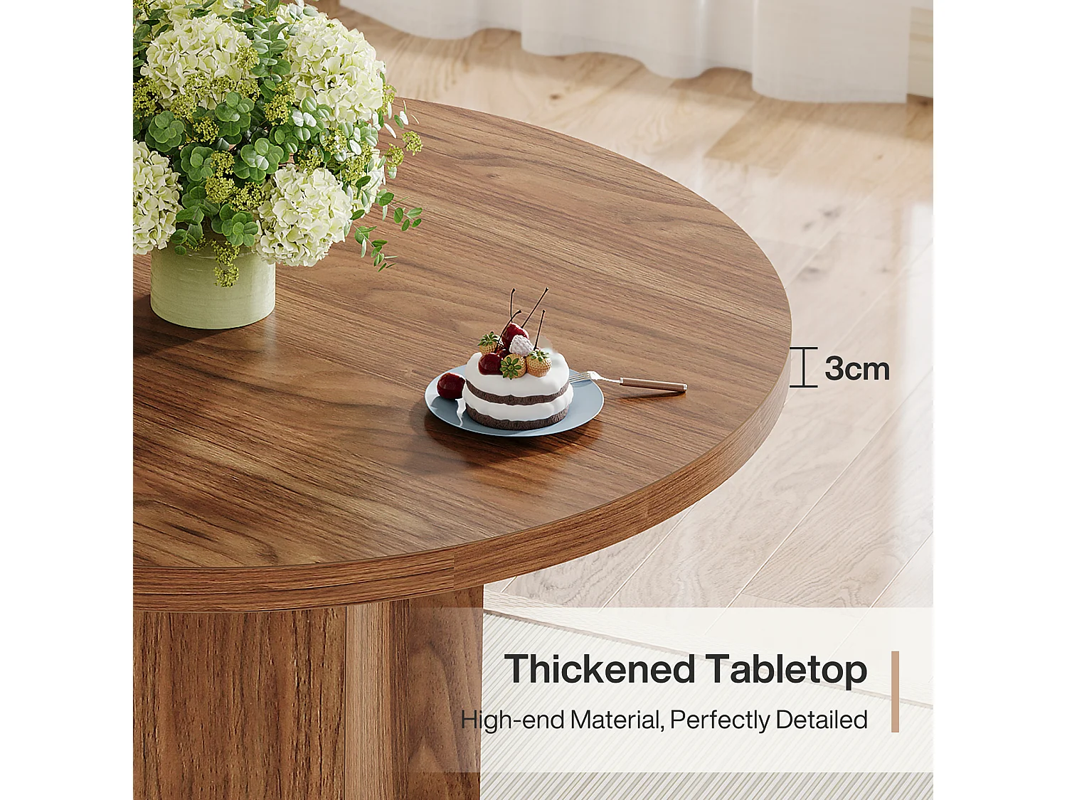 Table de salle à manger ronde pour 2 à 4 personnes, 80 cm de diamètre, avec pieds robustes. Petite table ronde gain de place pour la cuisine.