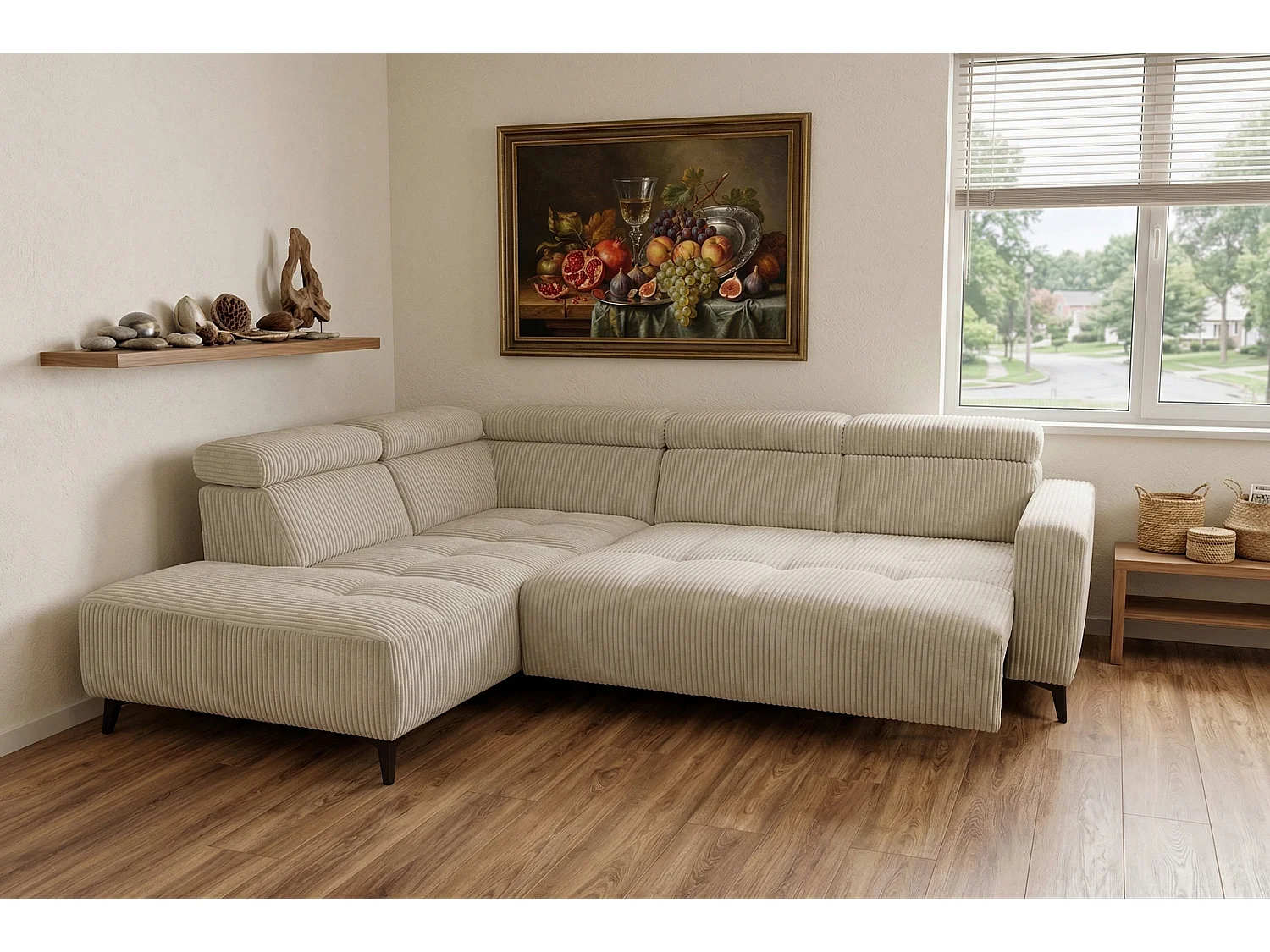 Narożnik Velvet ultra komfort – efekt chmury – miękka tkanina premium – funkcja relax