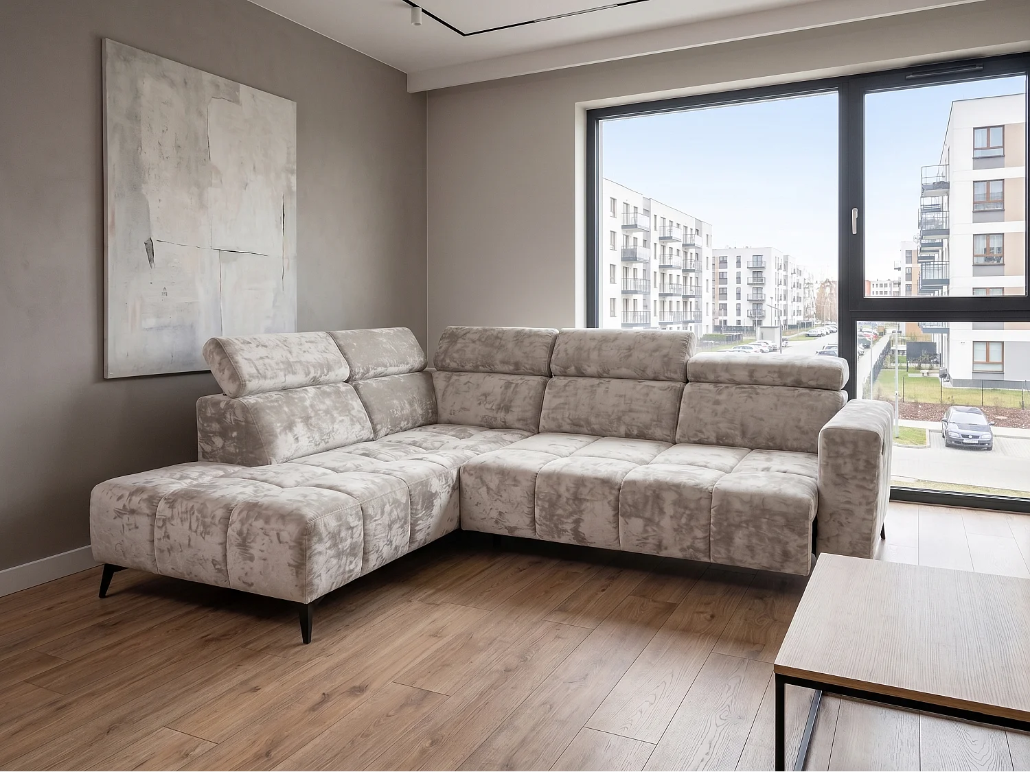 Canapé d’angle Felicity confort profond – tissu premium – salon moderne