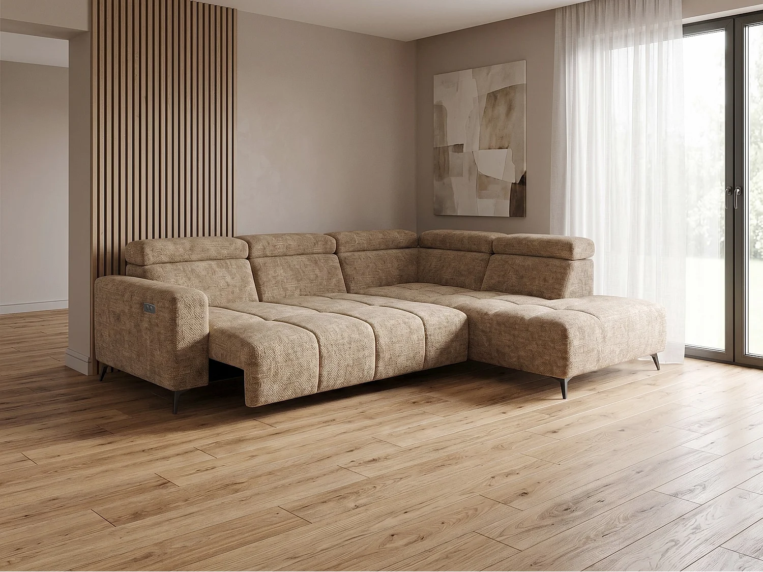 Canapé d’angle Velvet confort profond – effet nuage (cloud sofa) – tissu premium – salon moderne