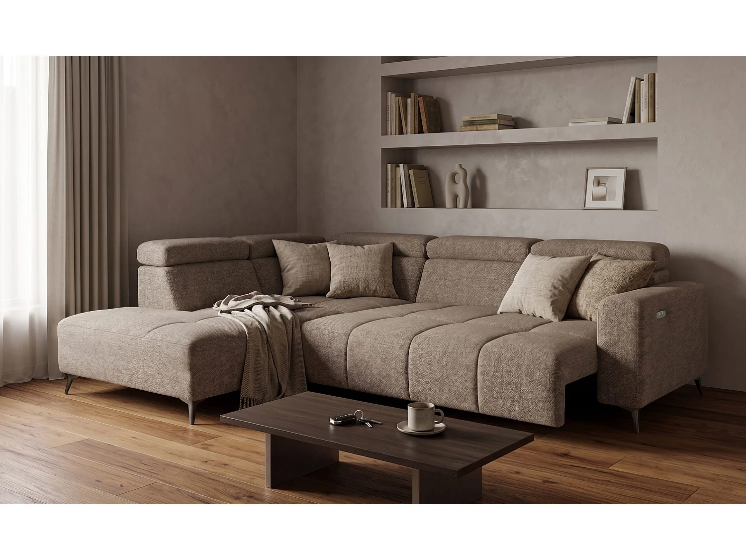 Narożnik Velvet ultra komfort – efekt chmury – miękka tkanina premium – funkcja relax