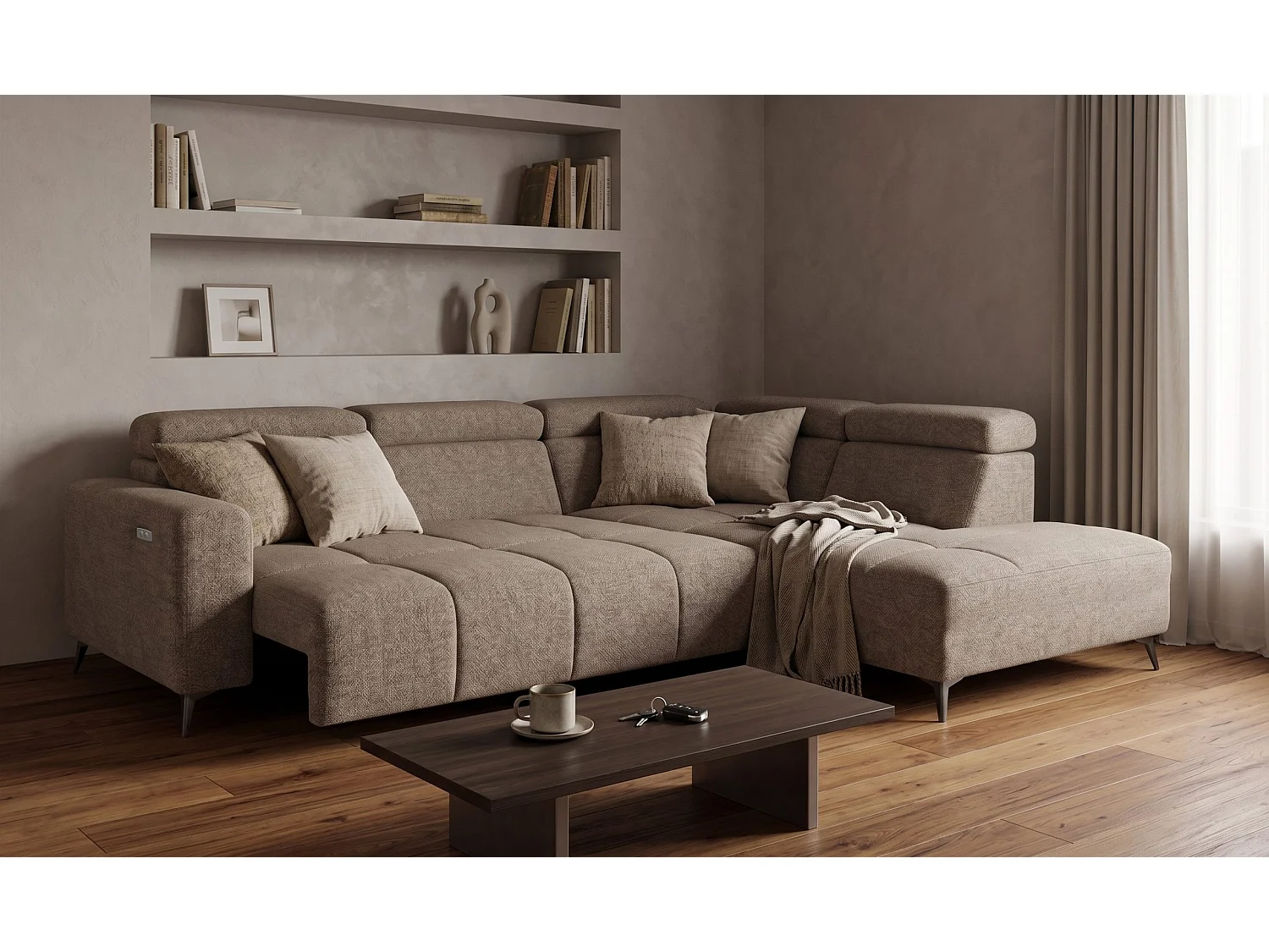 Narożnik Velvet ultra komfort – efekt chmury – miękka tkanina premium – funkcja relax