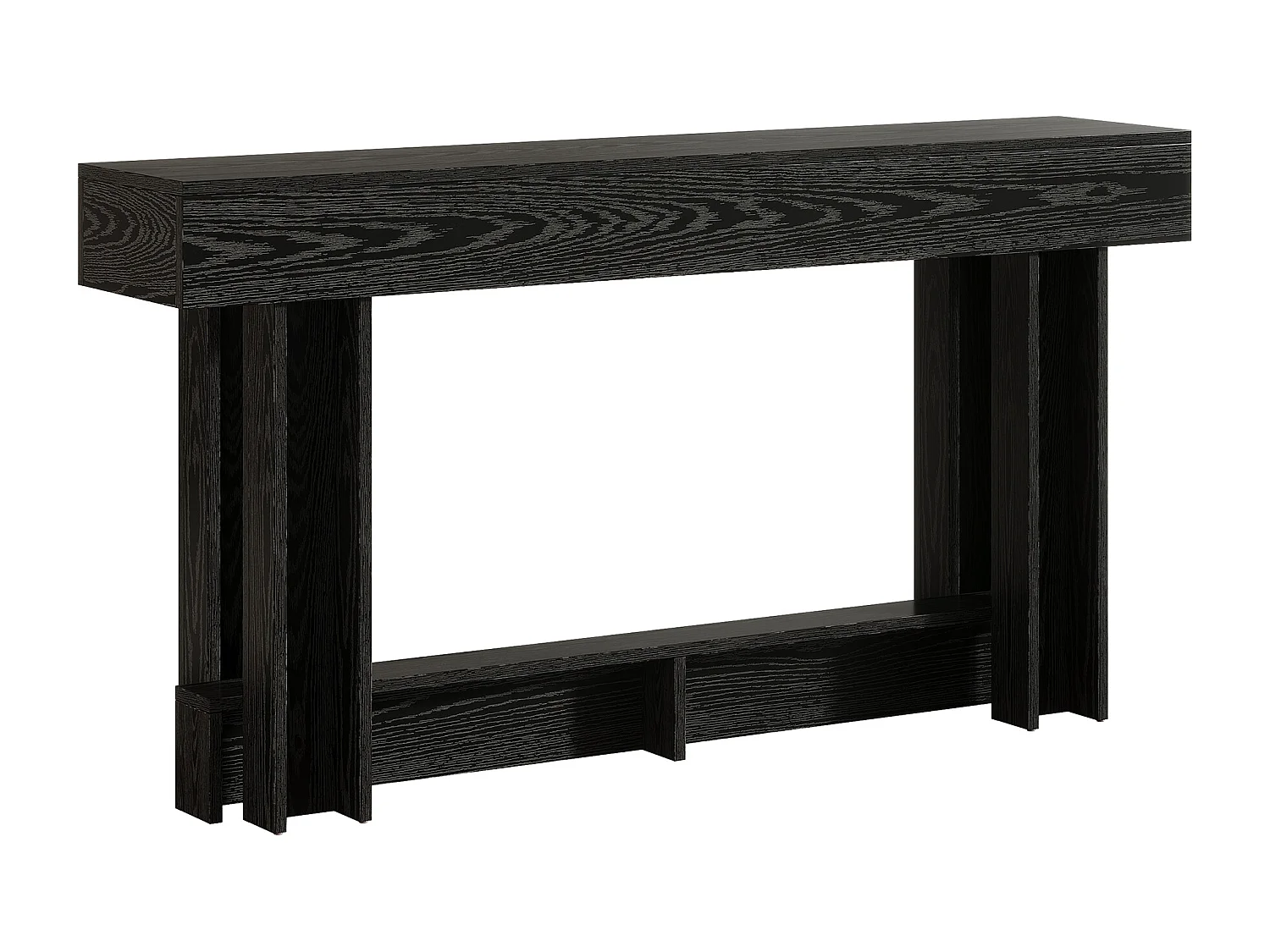 Console de style campagnard de 160 cm, table d'appoint à deux niveaux à placer derrière le canapé, table d'entrée étroite et longue