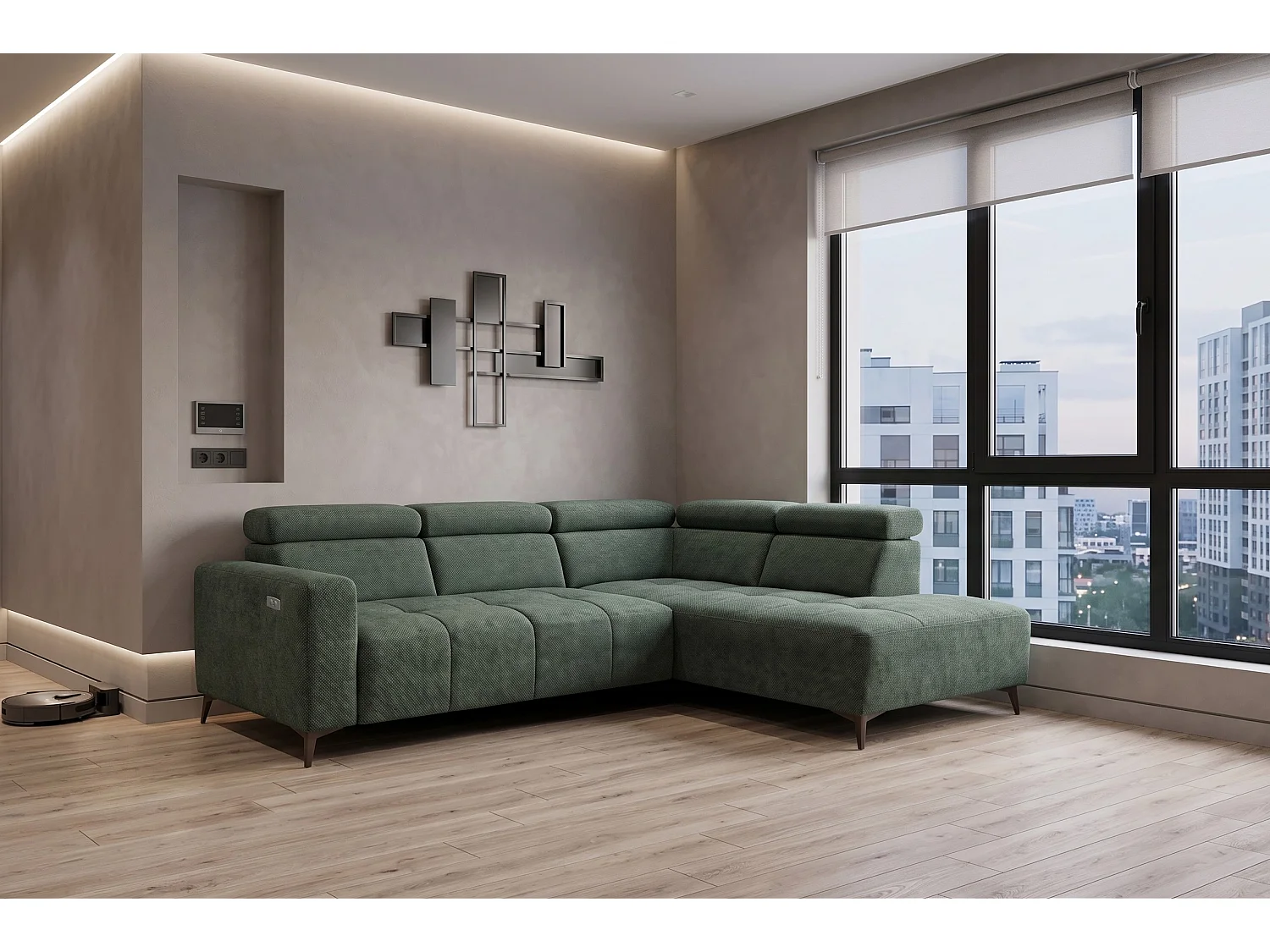 Narożnik Velvet ultra komfort – efekt chmury – miękka tkanina premium – funkcja relax