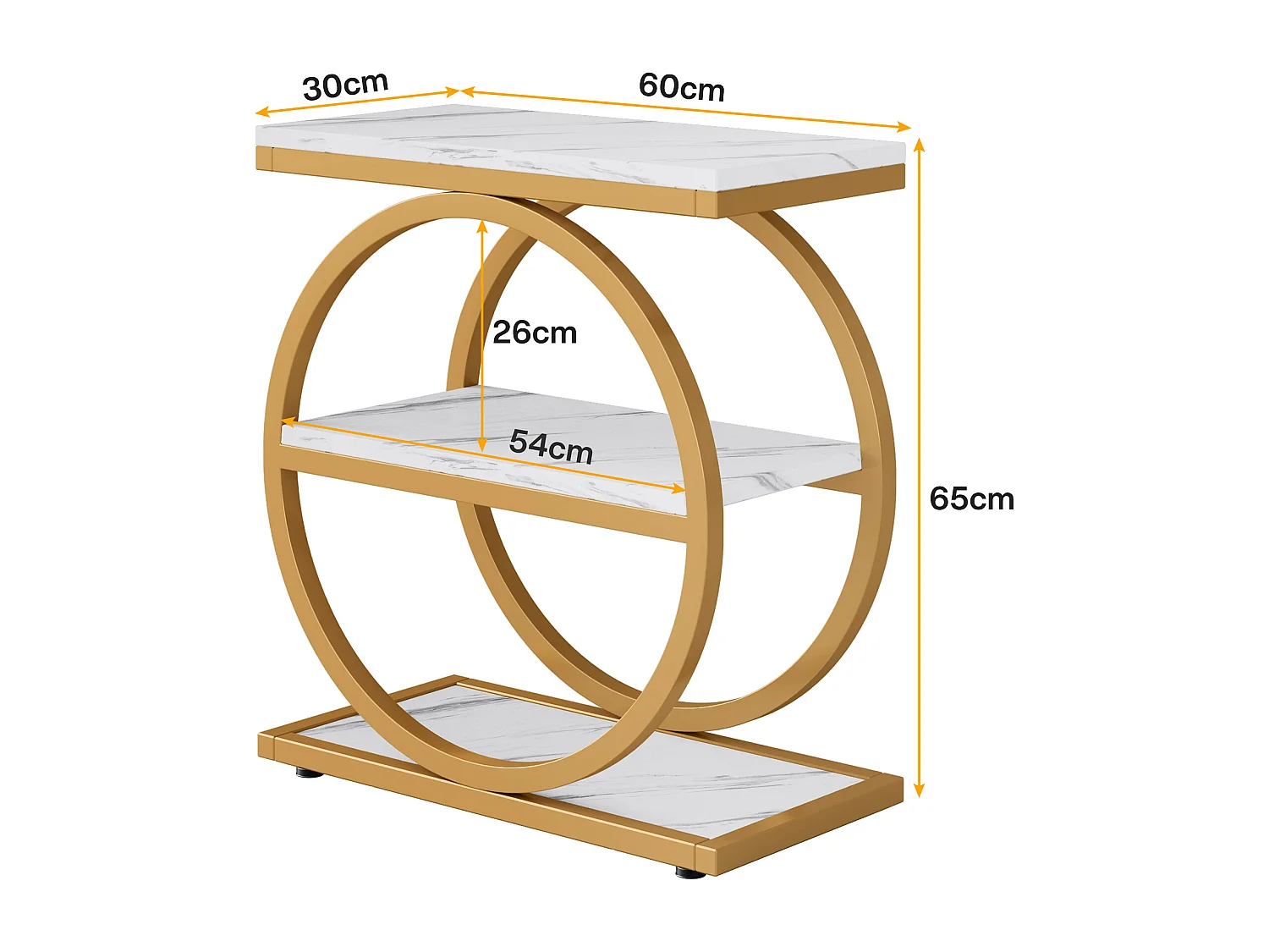 Table d'appoint avec étagères de rangement, table de chevet industrielle en bois à 3 niveaux avec structure en métal noir