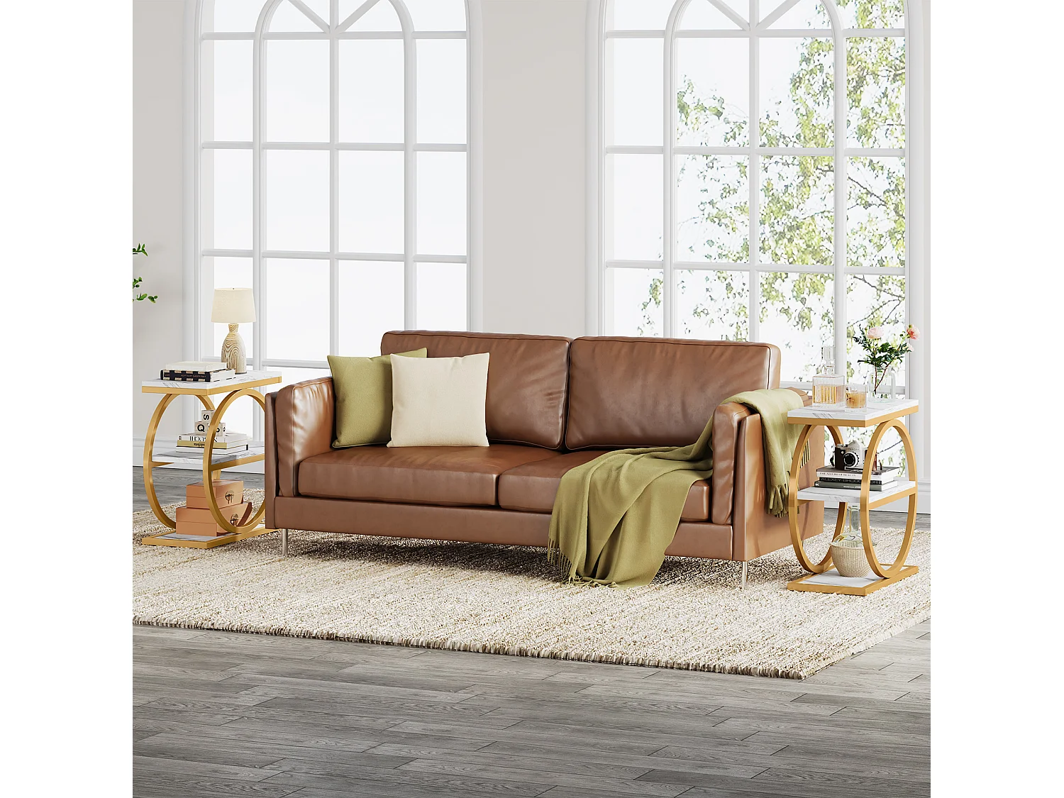 Table d'appoint avec étagères de rangement, table de chevet industrielle en bois à 3 niveaux avec structure en métal noir