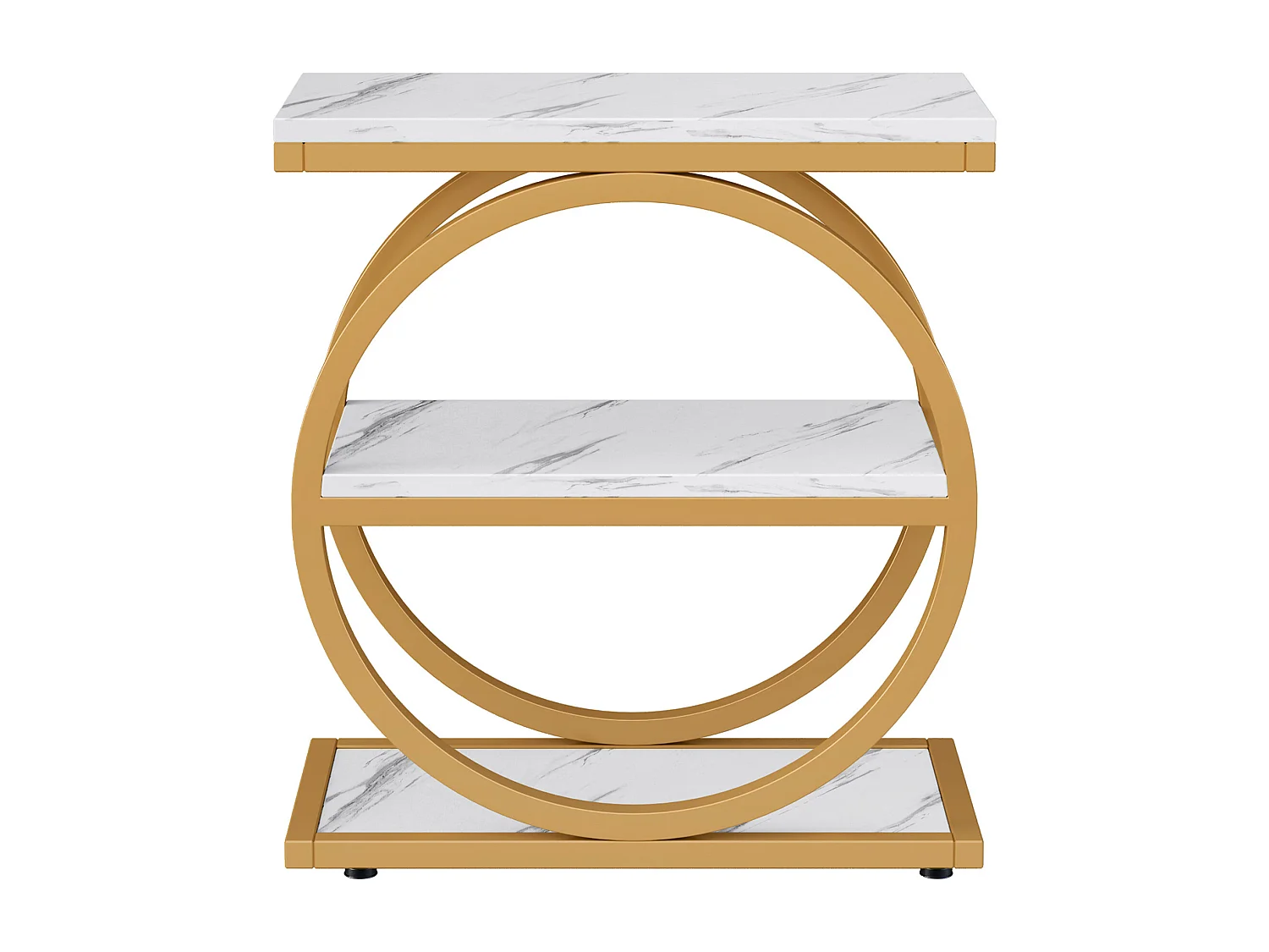 Table d'appoint avec étagères de rangement, table de chevet industrielle en bois à 3 niveaux avec structure en métal noir