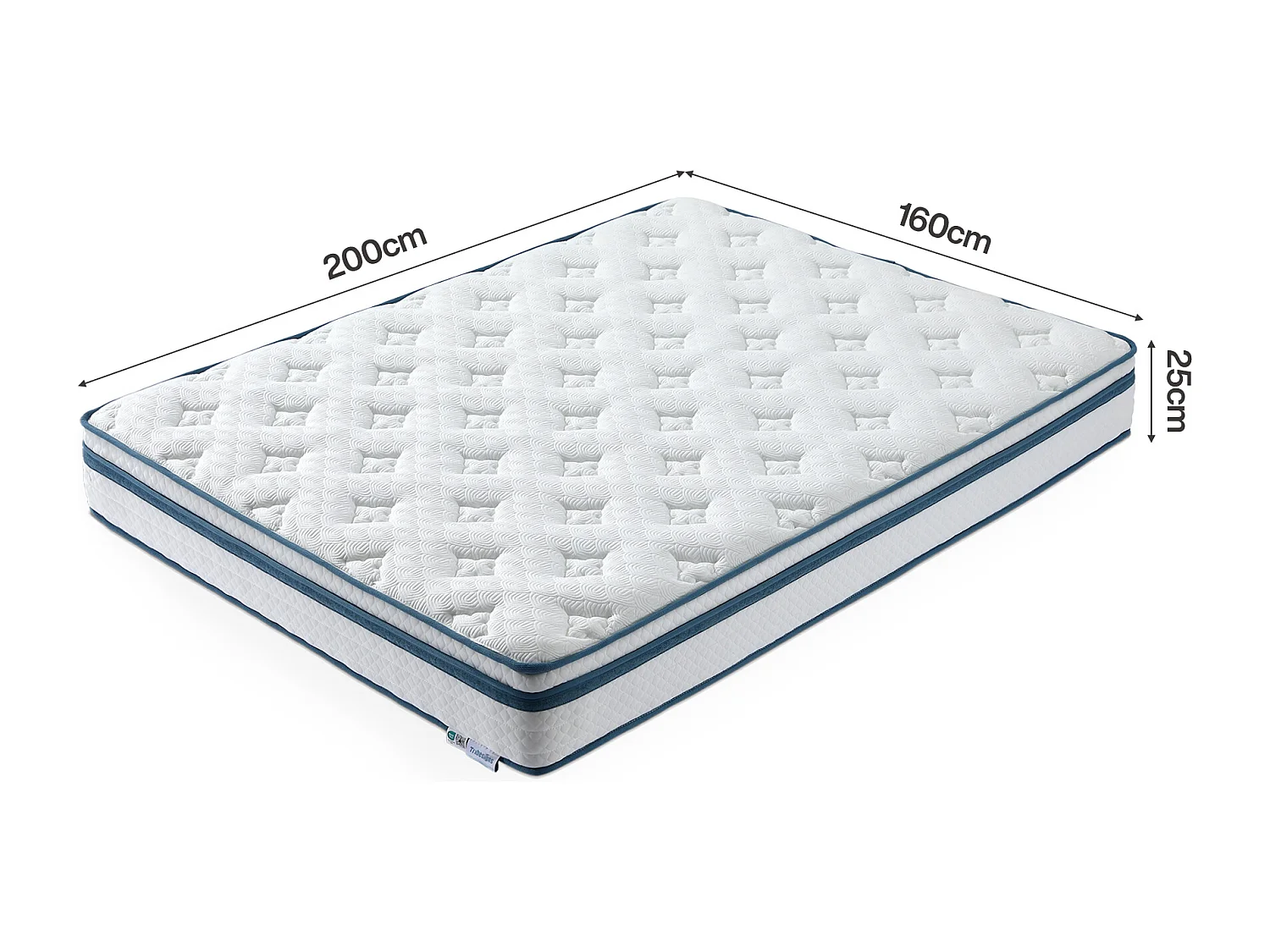 Matelas ressorts avec couche de gel Ensachés 160x200 Cm ép.25 cm 7 Zones, Sommier non compris