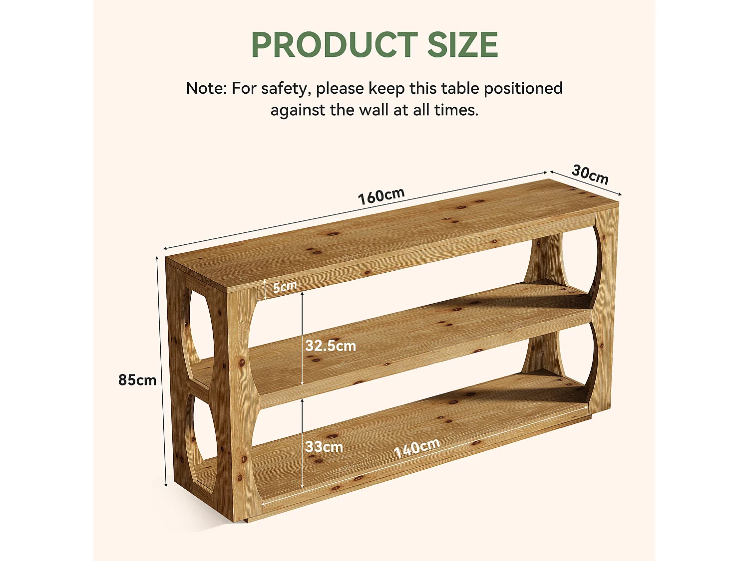 160 cm hohe Konsole mit 3-stufiger Ablage, lange, schmale Landhaus-Entryway-Tabelle für den Flur