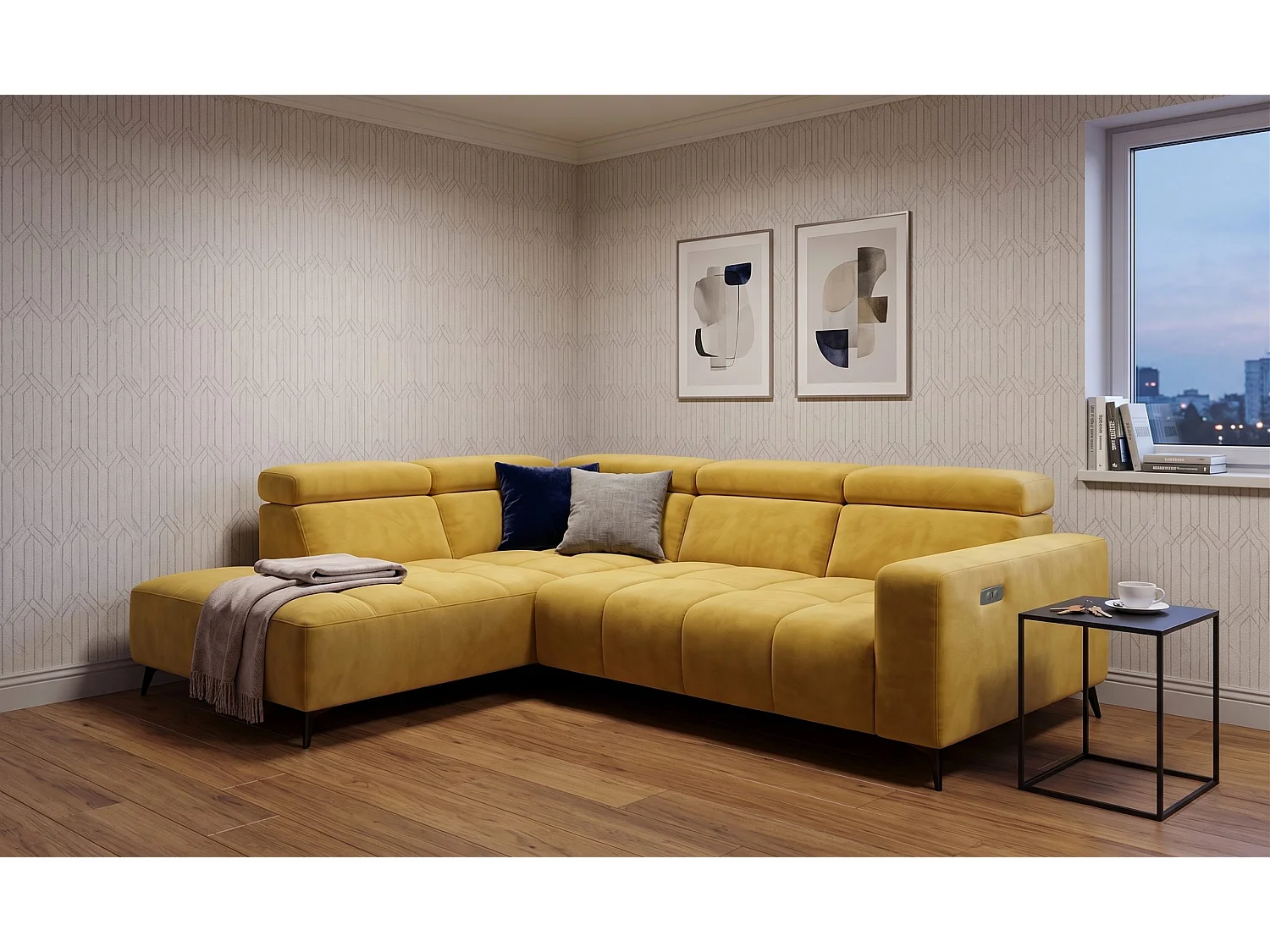 Narożnik Velvet ultra komfort – efekt chmury – miękka tkanina premium – funkcja relax