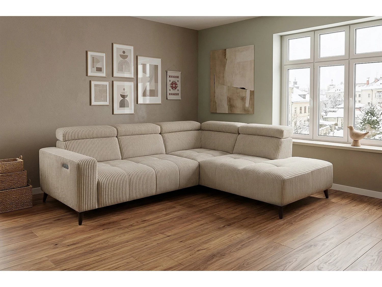 Canapé d’angle Velvet confort profond – effet nuage (cloud sofa) – tissu premium – salon moderne