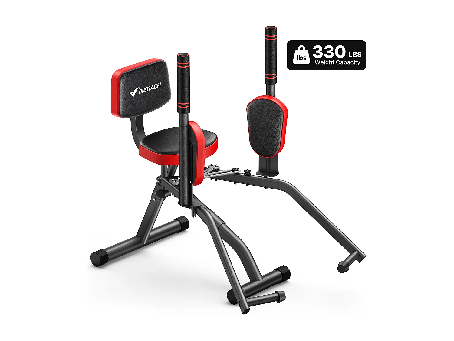 Máquinas multiestación MERACH, resistencia/mango ajustable, almohadillas para piernas giratorias de 360°, para glúteos, muslos y caderas, rojo