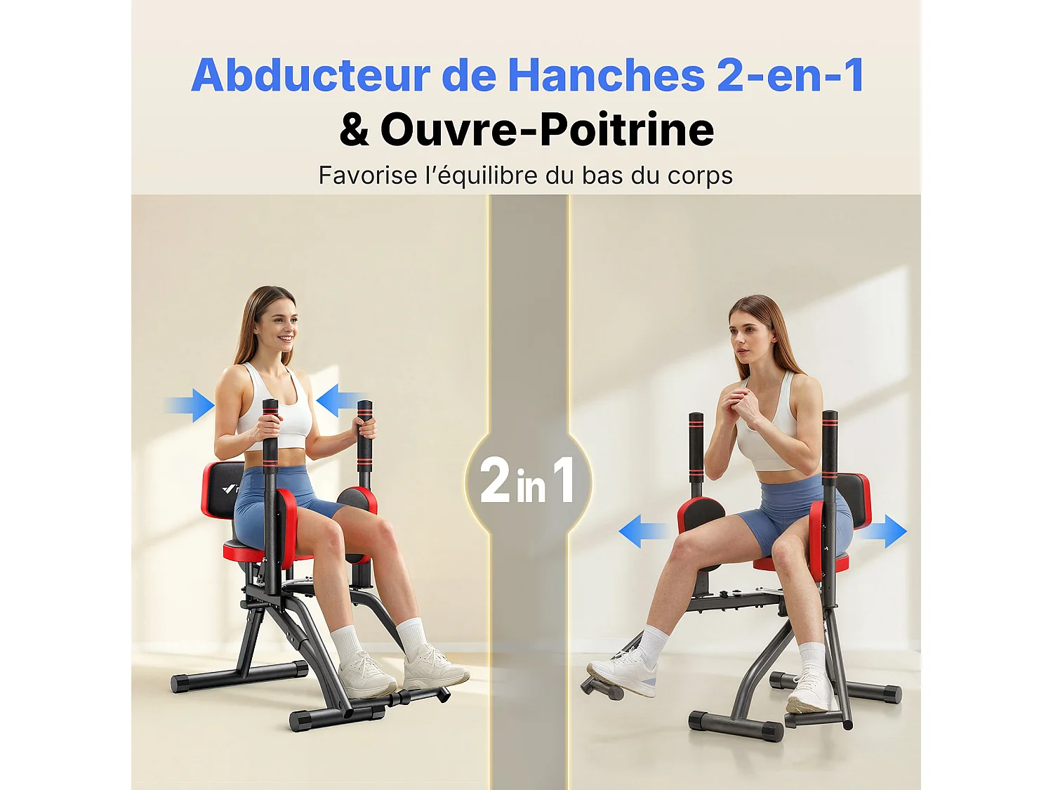 Máquinas multiestación MERACH, resistencia/mango ajustable, almohadillas para piernas giratorias de 360°, para glúteos, muslos y caderas, rojo