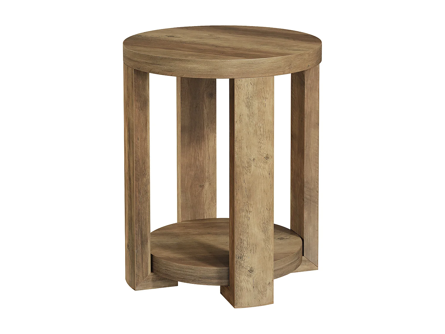 Table d'appoint ronde à 2 niveaux, petit meuble de chevet pour salon