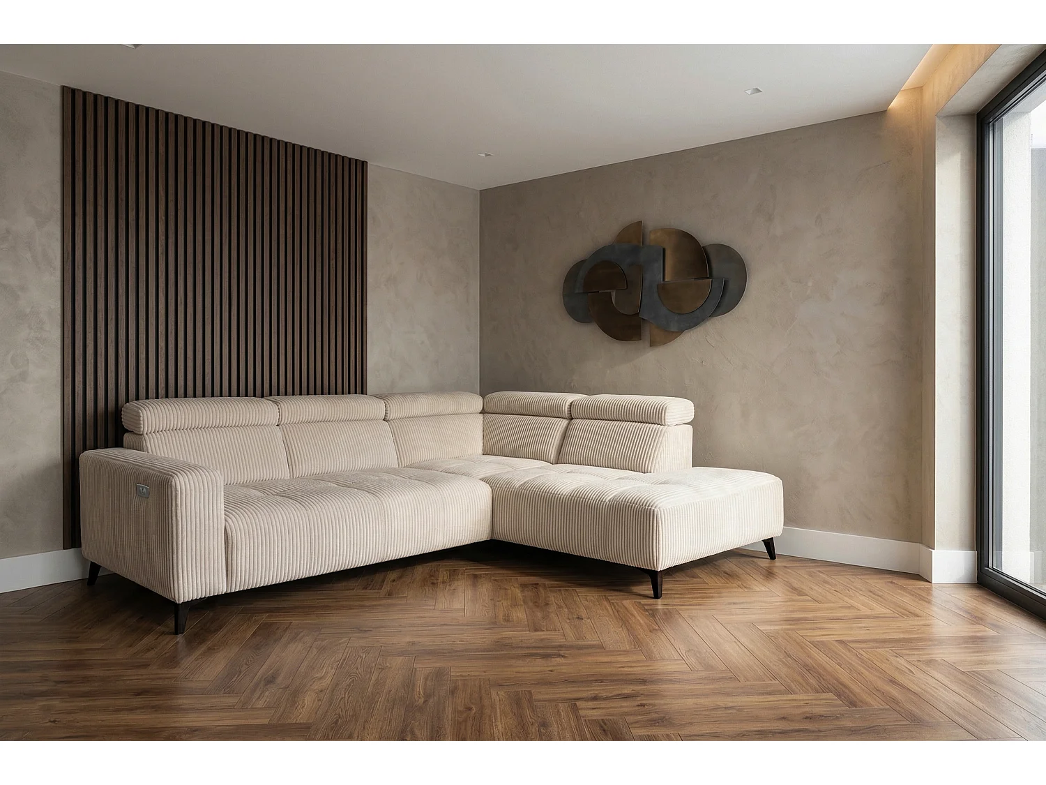 Canapé d’angle Velvet confort profond – effet nuage (cloud sofa) – tissu premium – salon moderne