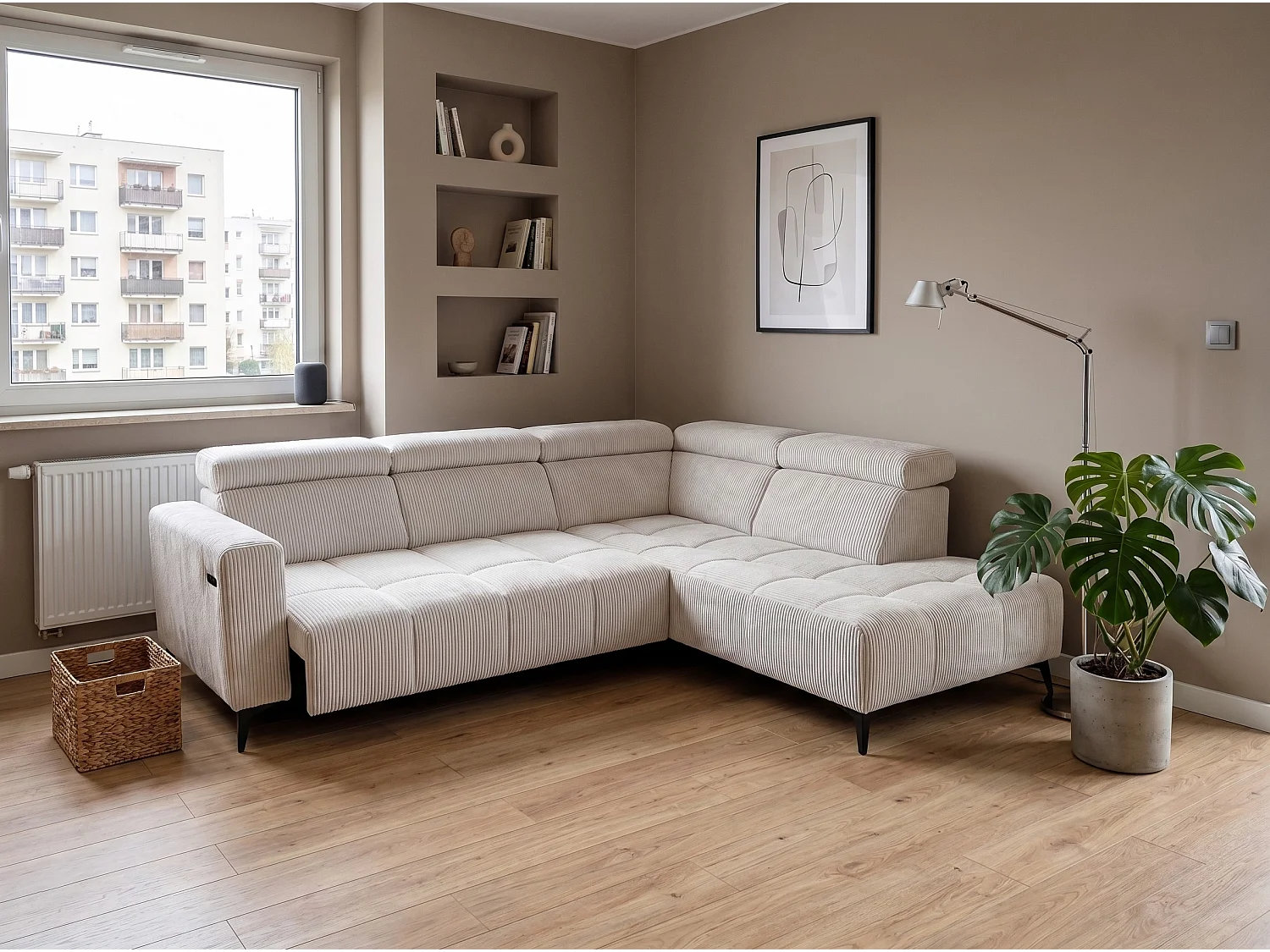Canapé d’angle Felicity confort profond  – tissu premium – salon moderne