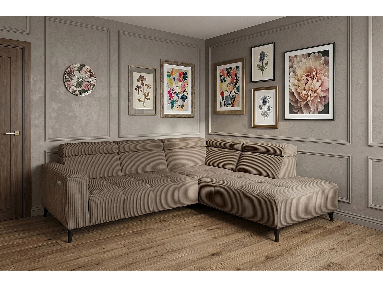 Narożnik Velvet ultra komfort – efekt chmury – miękka tkanina premium – funkcja relax