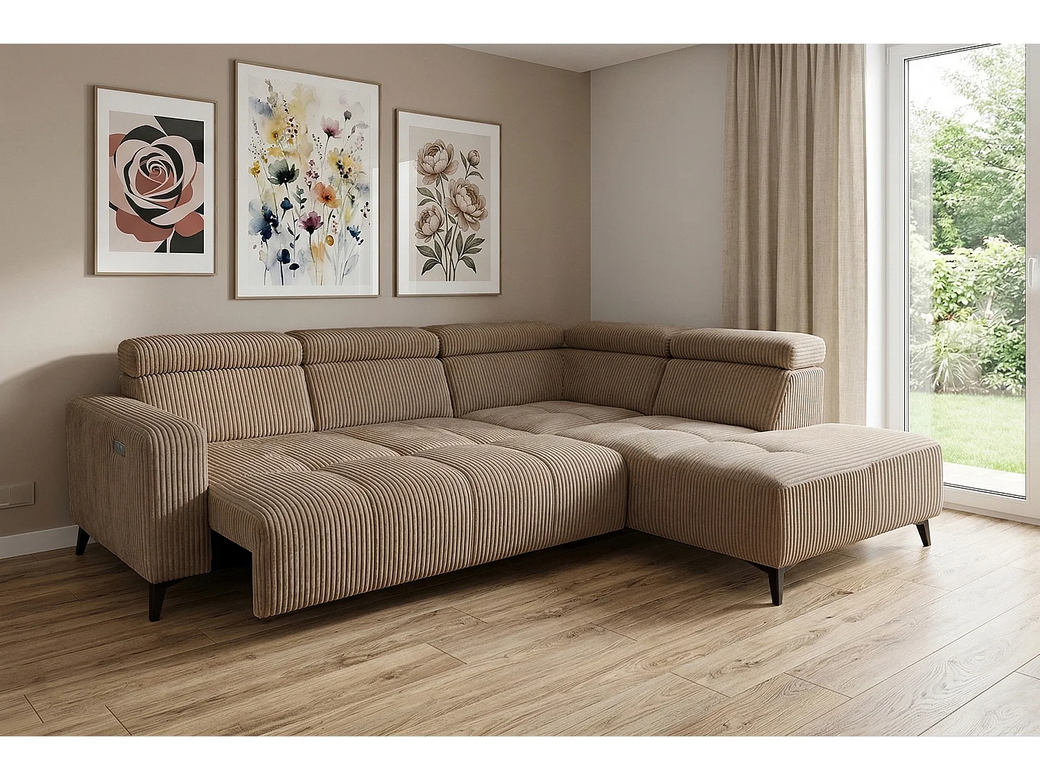 Narożnik Velvet ultra komfort – efekt chmury – miękka tkanina premium – funkcja relax