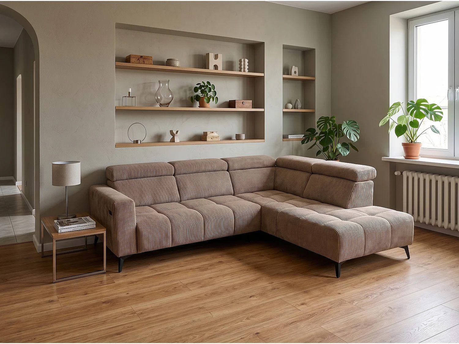 Narożnik Felicity - klasa premium – elektryczny relax, USB i designerski styl modern organic