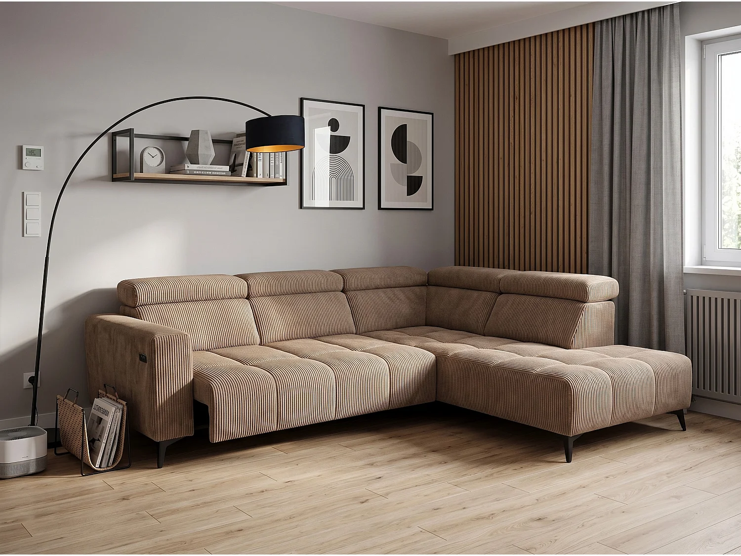 Narożnik Felicity - klasa premium – elektryczny relax, USB i designerski styl modern organic