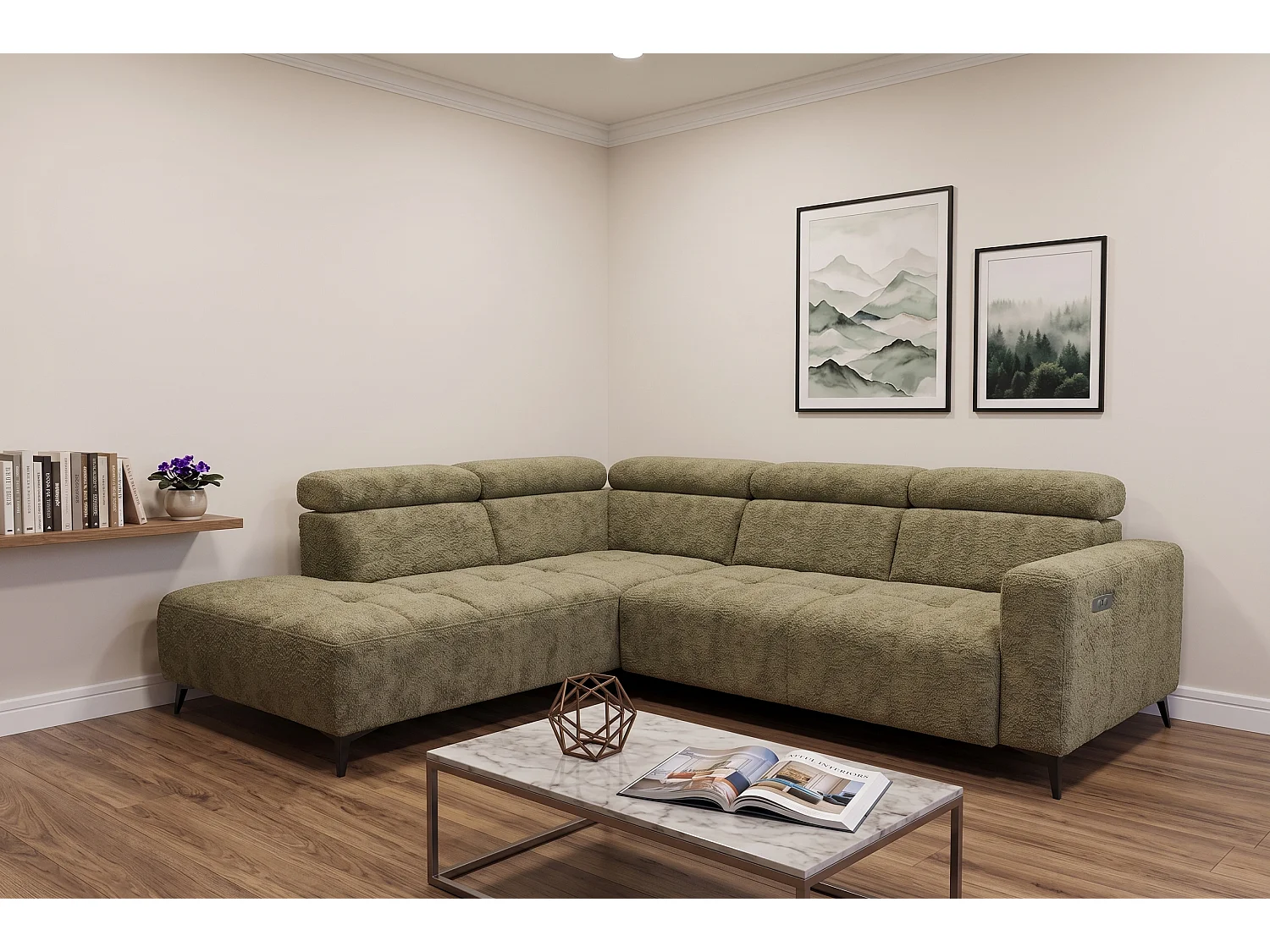 Narożnik Velvet ultra komfort – efekt chmury – miękka tkanina premium – funkcja relax