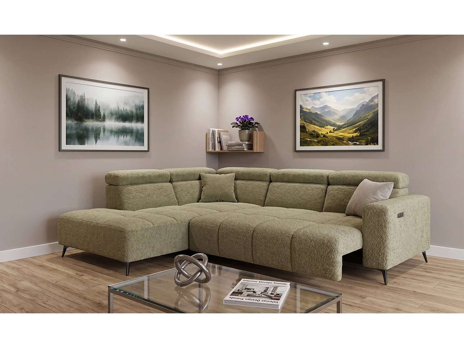 Narożnik Velvet ultra komfort – efekt chmury – miękka tkanina premium – funkcja relax