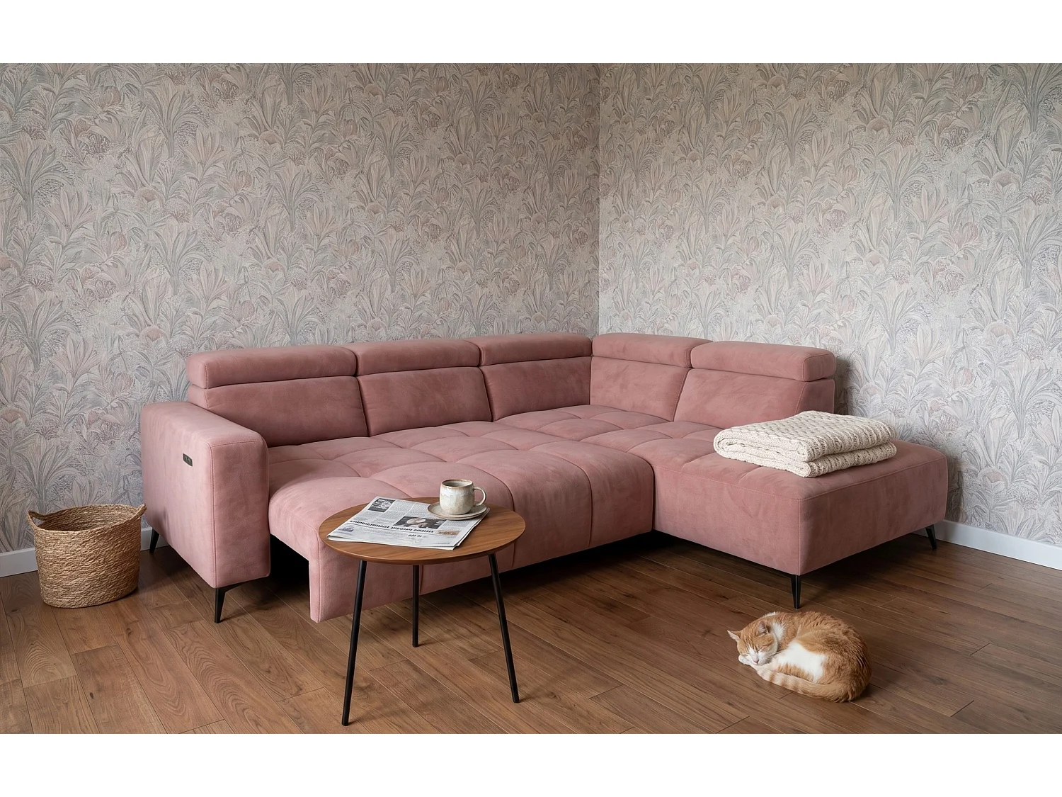 Narożnik Velvet ultra komfort – efekt chmury – miękka tkanina premium – funkcja relax