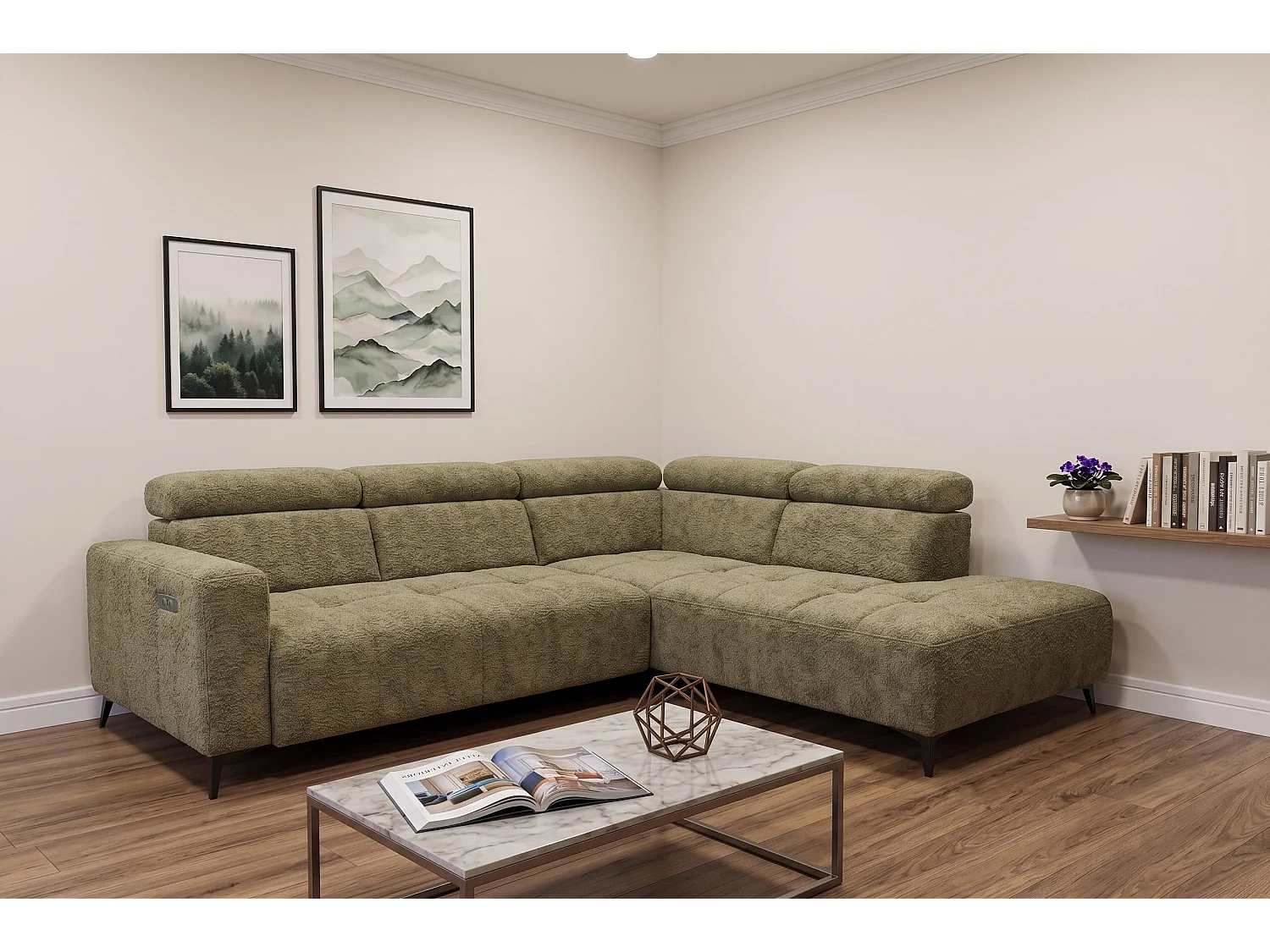 Narożnik Velvet ultra komfort – efekt chmury – miękka tkanina premium – funkcja relax