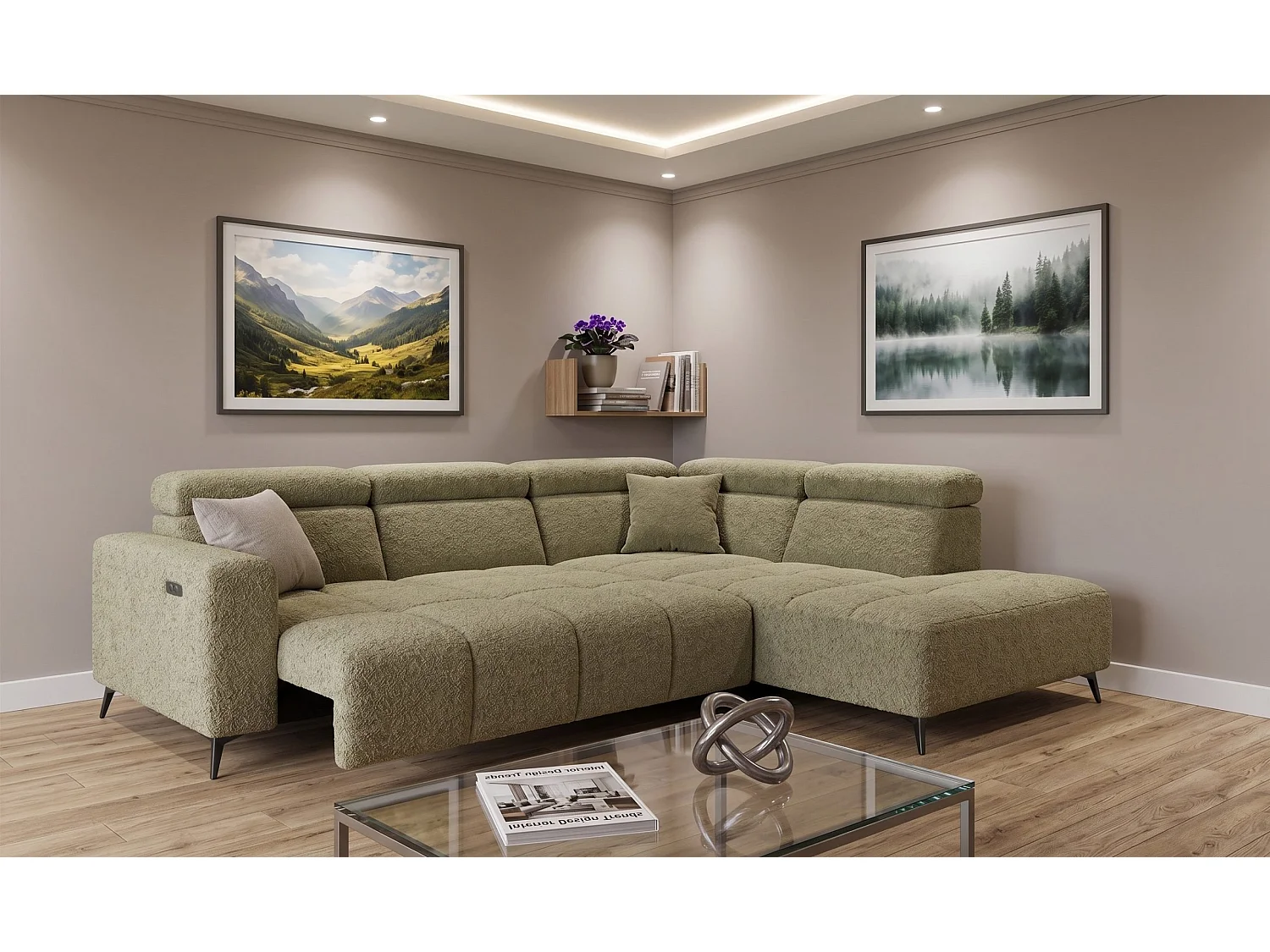 Narożnik Velvet ultra komfort – efekt chmury – miękka tkanina premium – funkcja relax