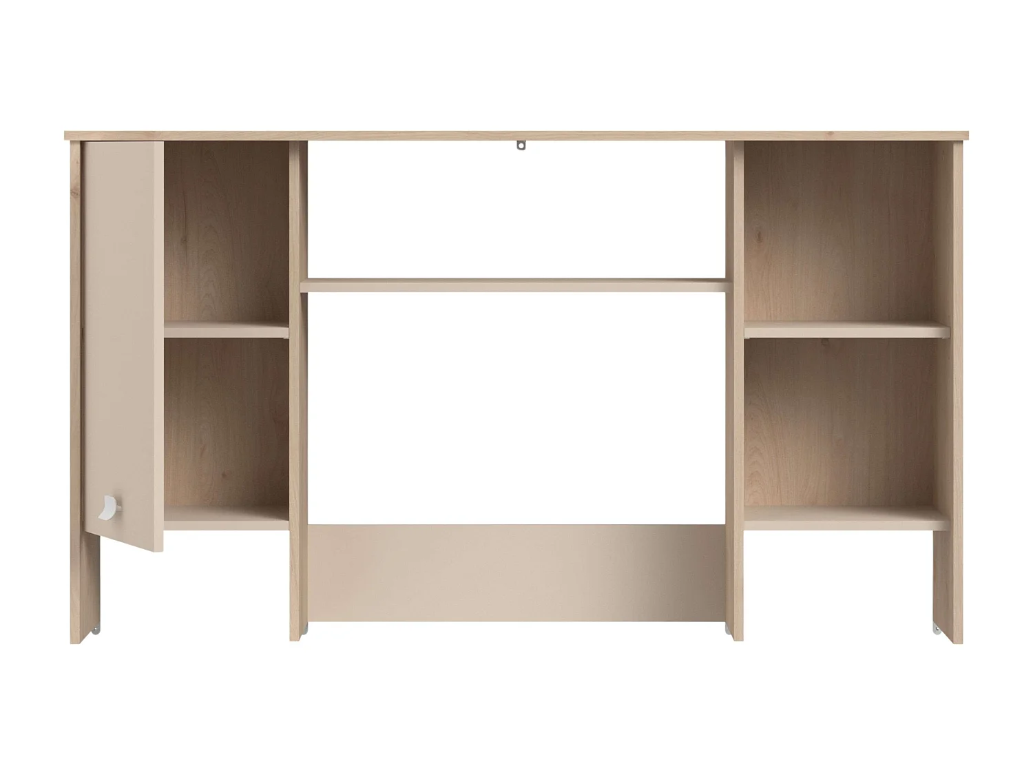 Escrivaninha Anello Loft com 3 prateleiras e 1 porta, acabamento em carvalho Jackson e cashmere, 138x70x59 cm
