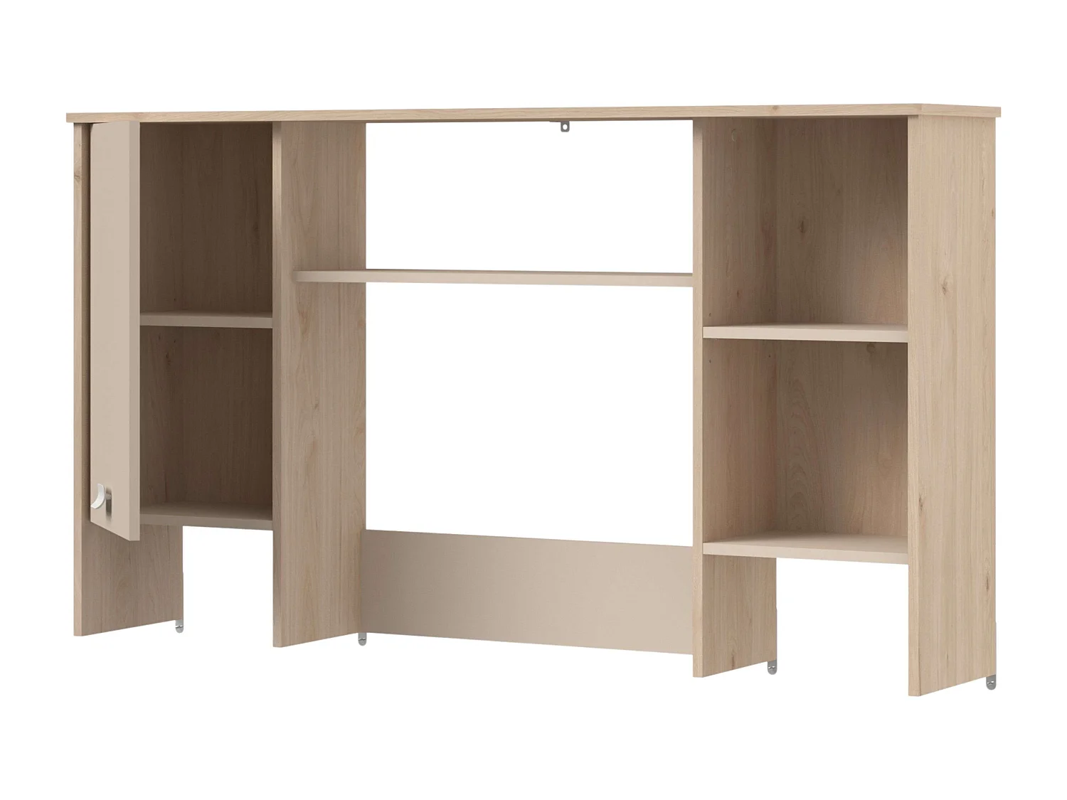 Escrivaninha Anello Loft com 3 prateleiras e 1 porta, acabamento em carvalho Jackson e cashmere, 138x70x59 cm