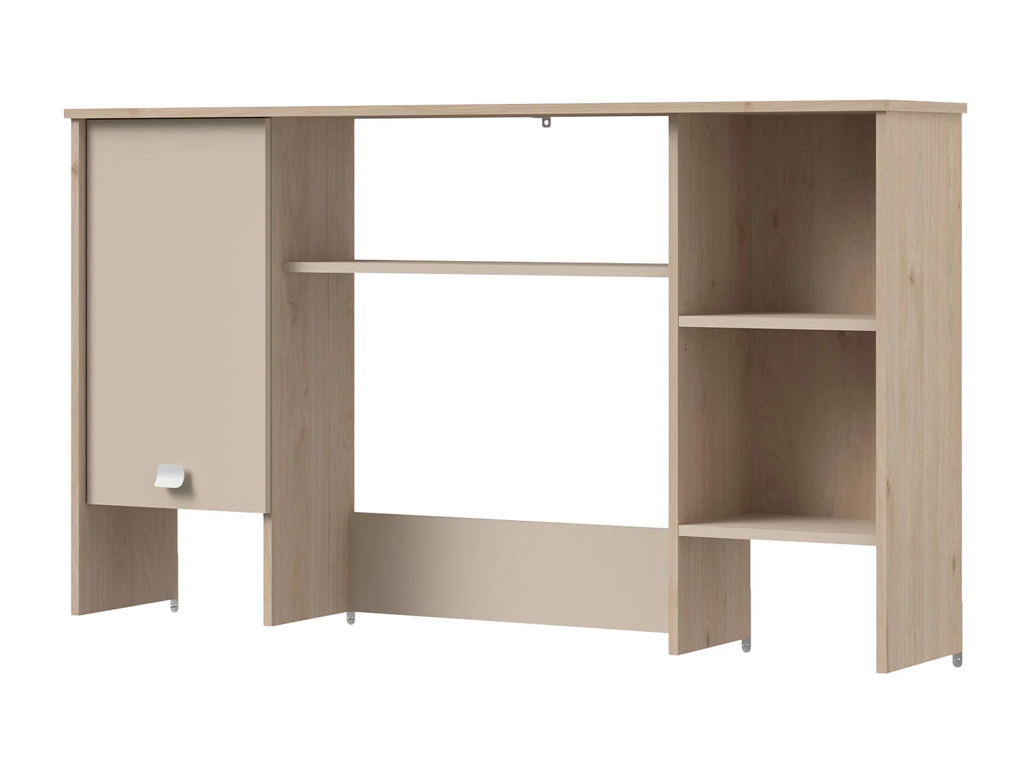 Escrivaninha Anello Loft com 3 prateleiras e 1 porta, acabamento em carvalho Jackson e cashmere, 138x70x59 cm