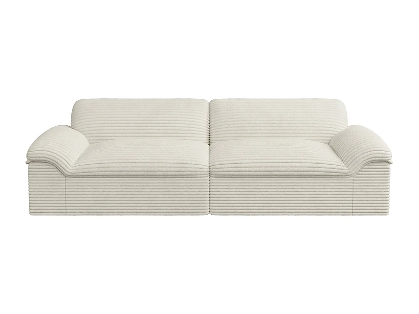 Modulaire 3/4-zits bank van grof geribbeld fluweel - 260x103x80cm - Beige