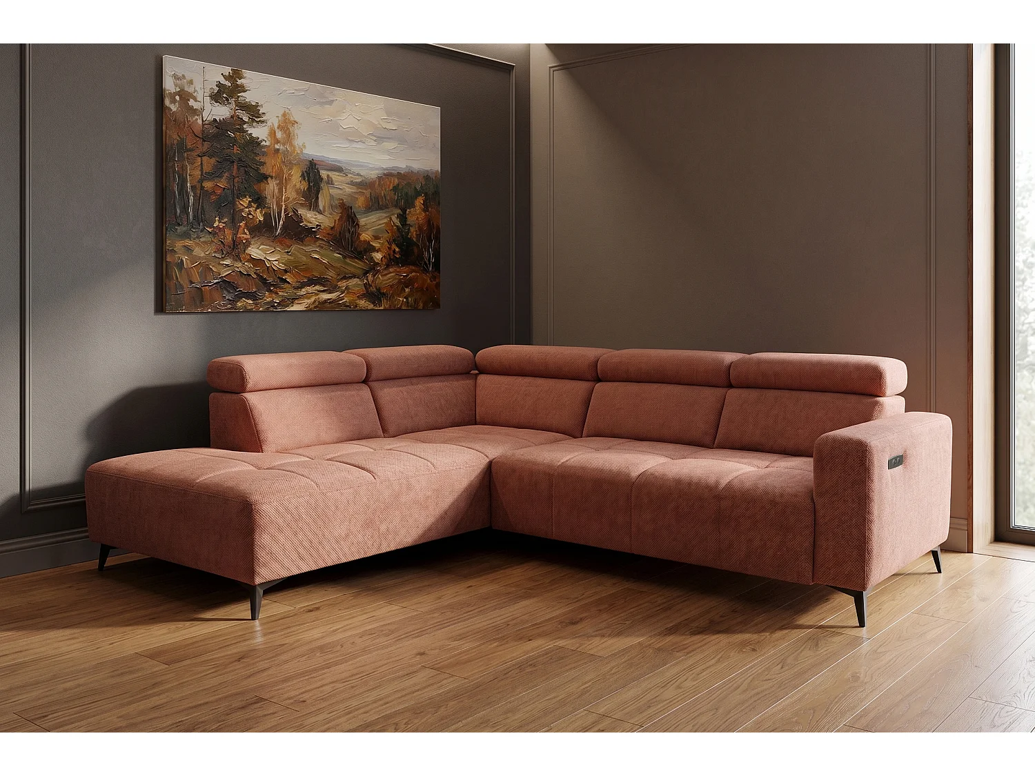 Narożnik Velvet ultra komfort – efekt chmury – miękka tkanina premium – funkcja relax