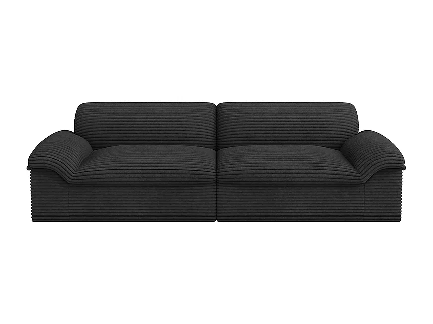 Modulaire 3/4-zits bank van grof geribbeld fluweel - 260x103x80cm - Zwart